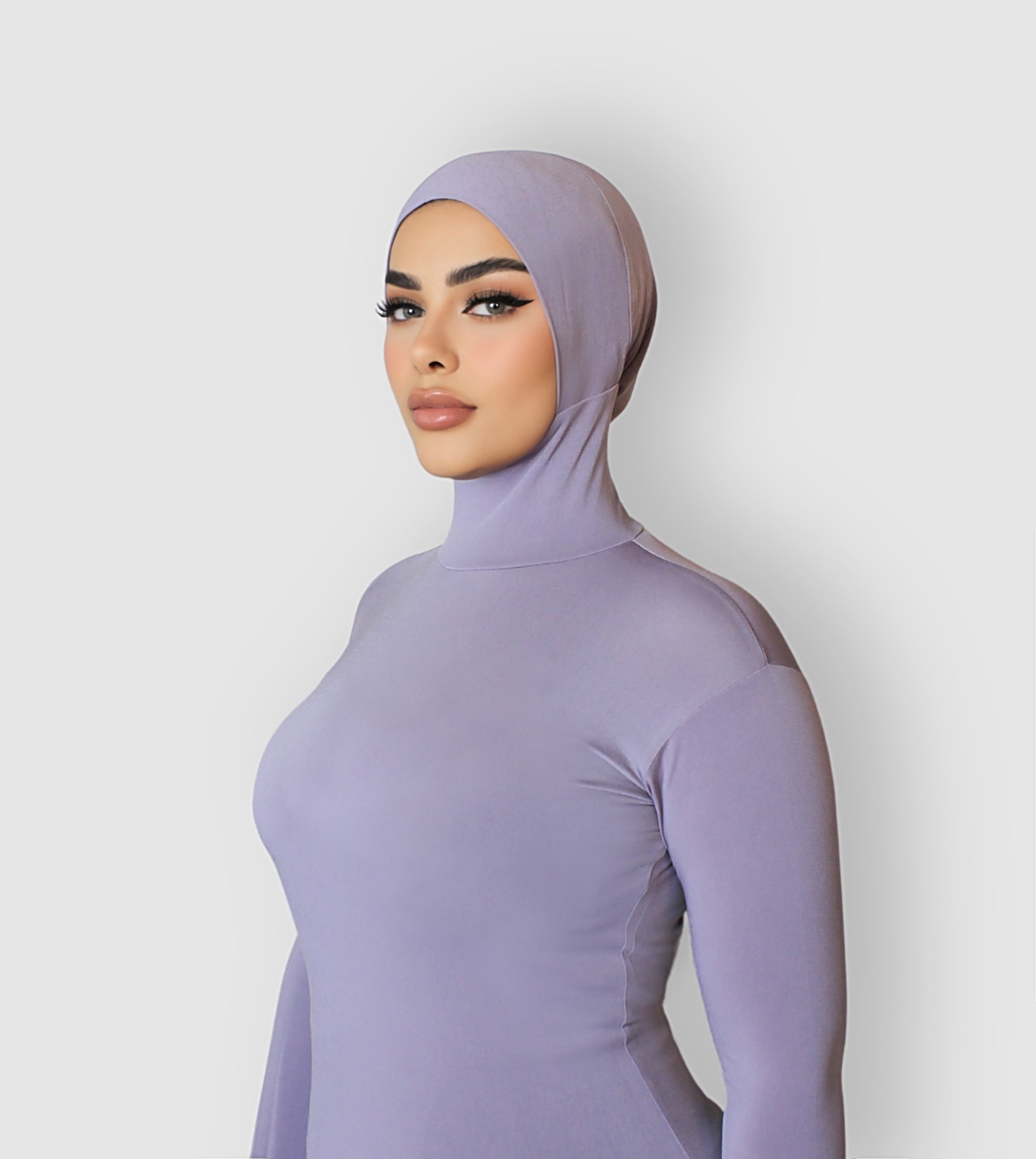 RUUQ Long Sleeve Bodysuit with Hijab Cap - Violet Mink | Modest Muslim Women's Clothing for Prayer, Daily Wear & Special Occasions