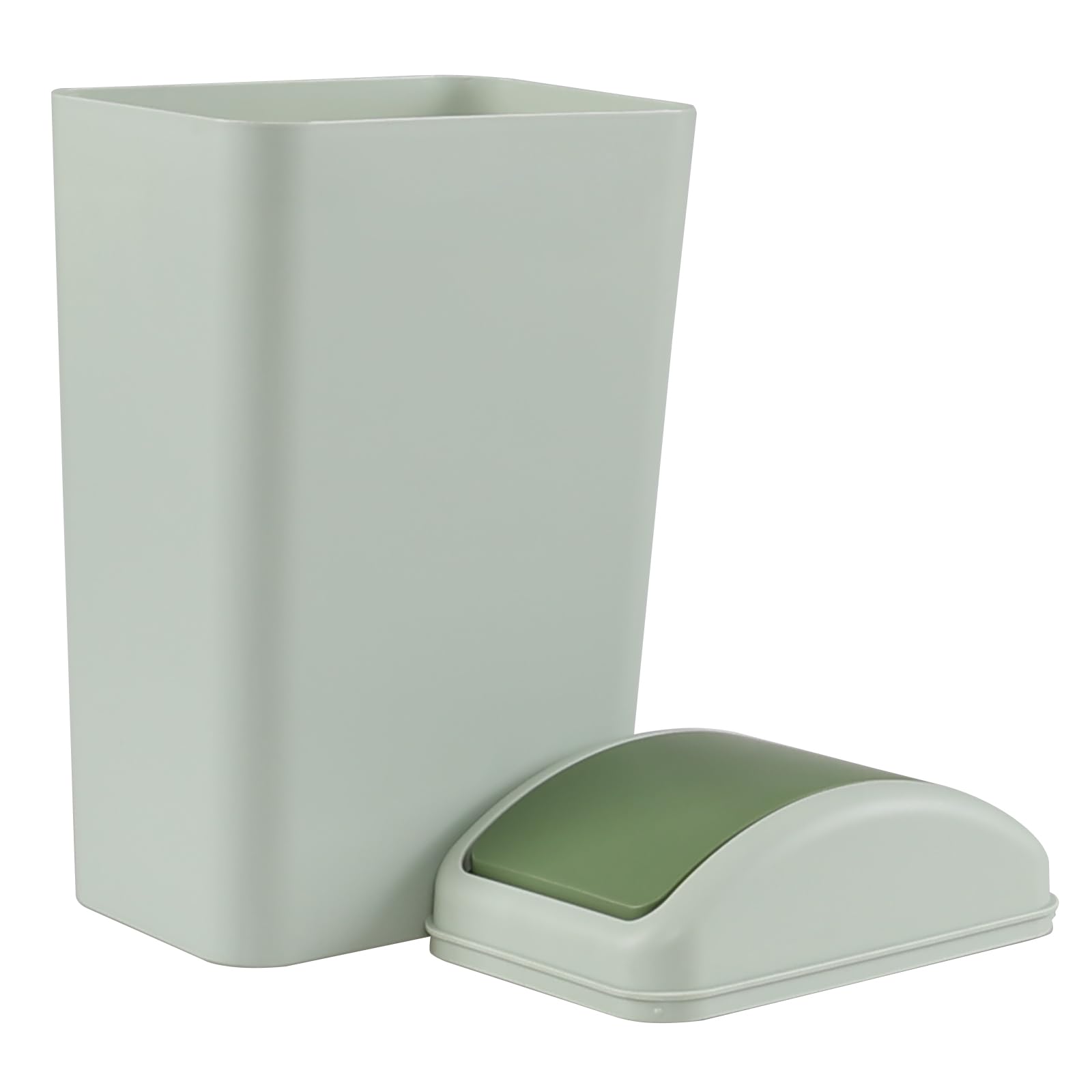 3 Gallon Swing-Top Trash Can with Lid - Green Plastic Waste Bin for Kitchen, Bathroom, Office & Outdoor Use
