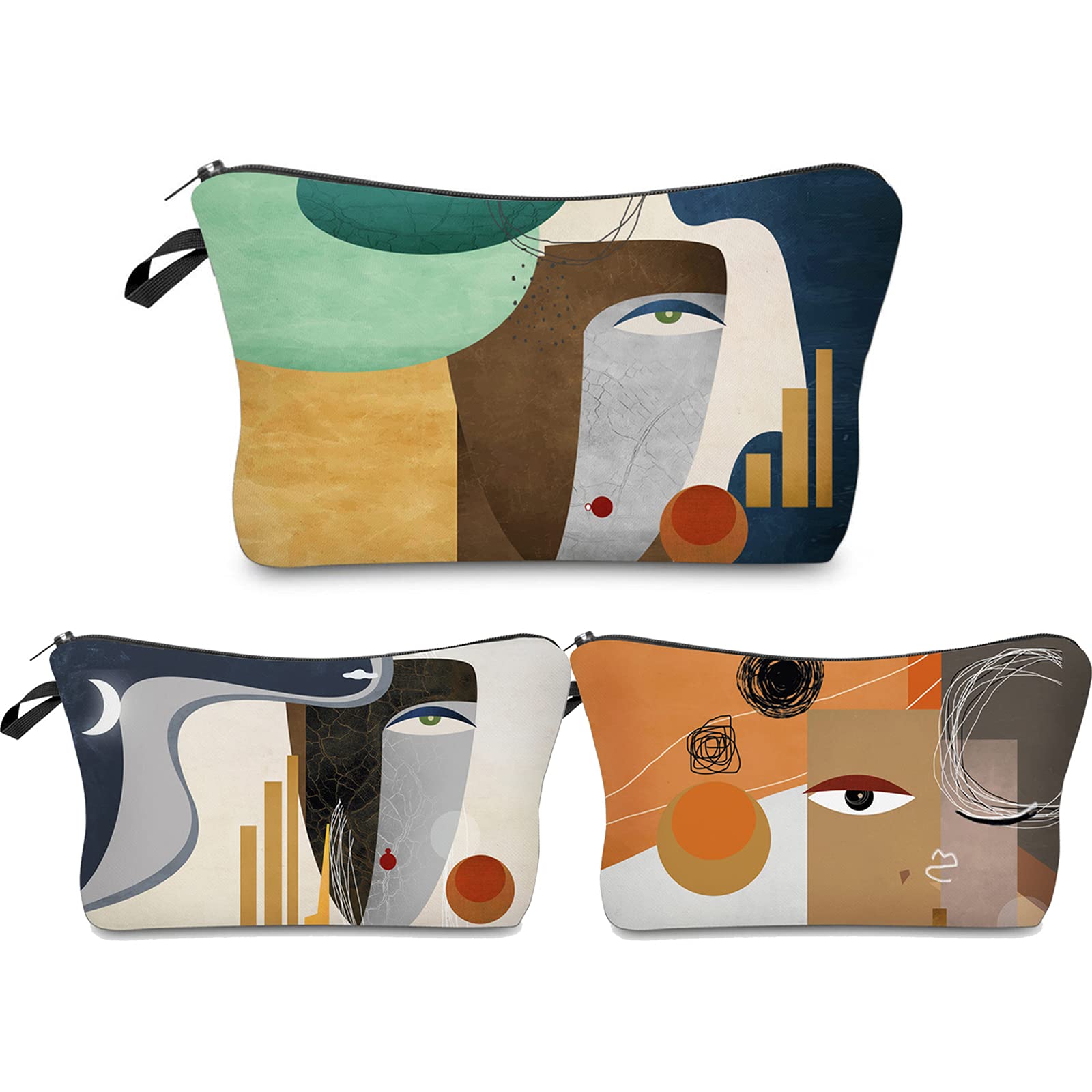 Deanfun 3Pcs Funny 3D Printed Cosmetic Bags for Women - Cute Makeup Organizer & Multifunctional Pencil Holder - Perfect for Travel, Home, Office & School Storage