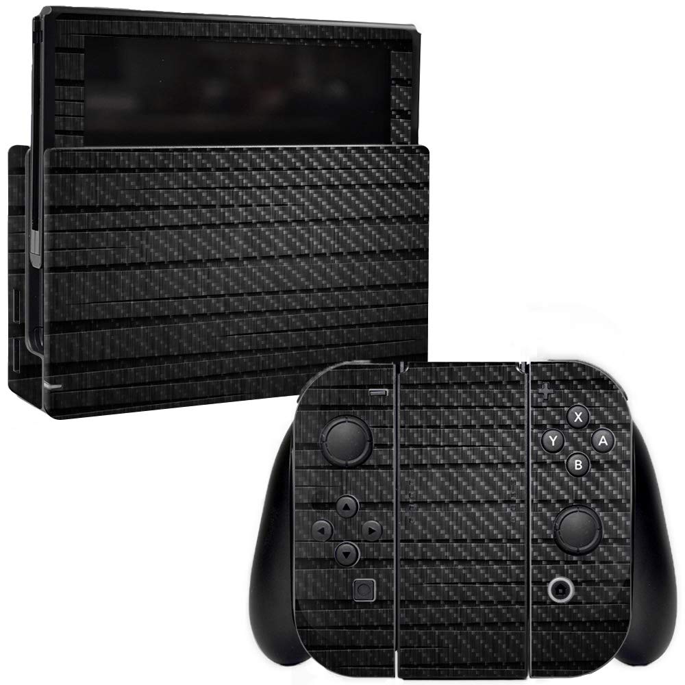 Premium Carbon Fiber Skin for Nintendo Switch - Carved Wood Design | Protective & Durable Textured Cover | Easy to Apply & Remove | Made in USA | Perfect for Gaming Protection & Style Upgrade
