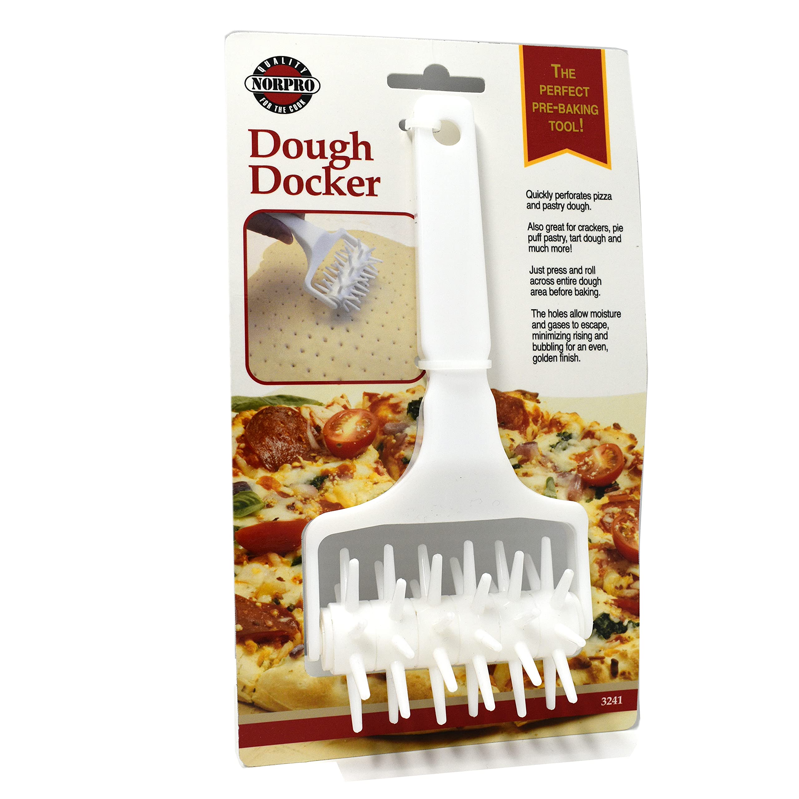 Norpro 3241 White Dough Docker for Perfect Pizza Crust & Pastry Dough - Ideal for Home Baking, Professional Kitchens & Italian Cooking