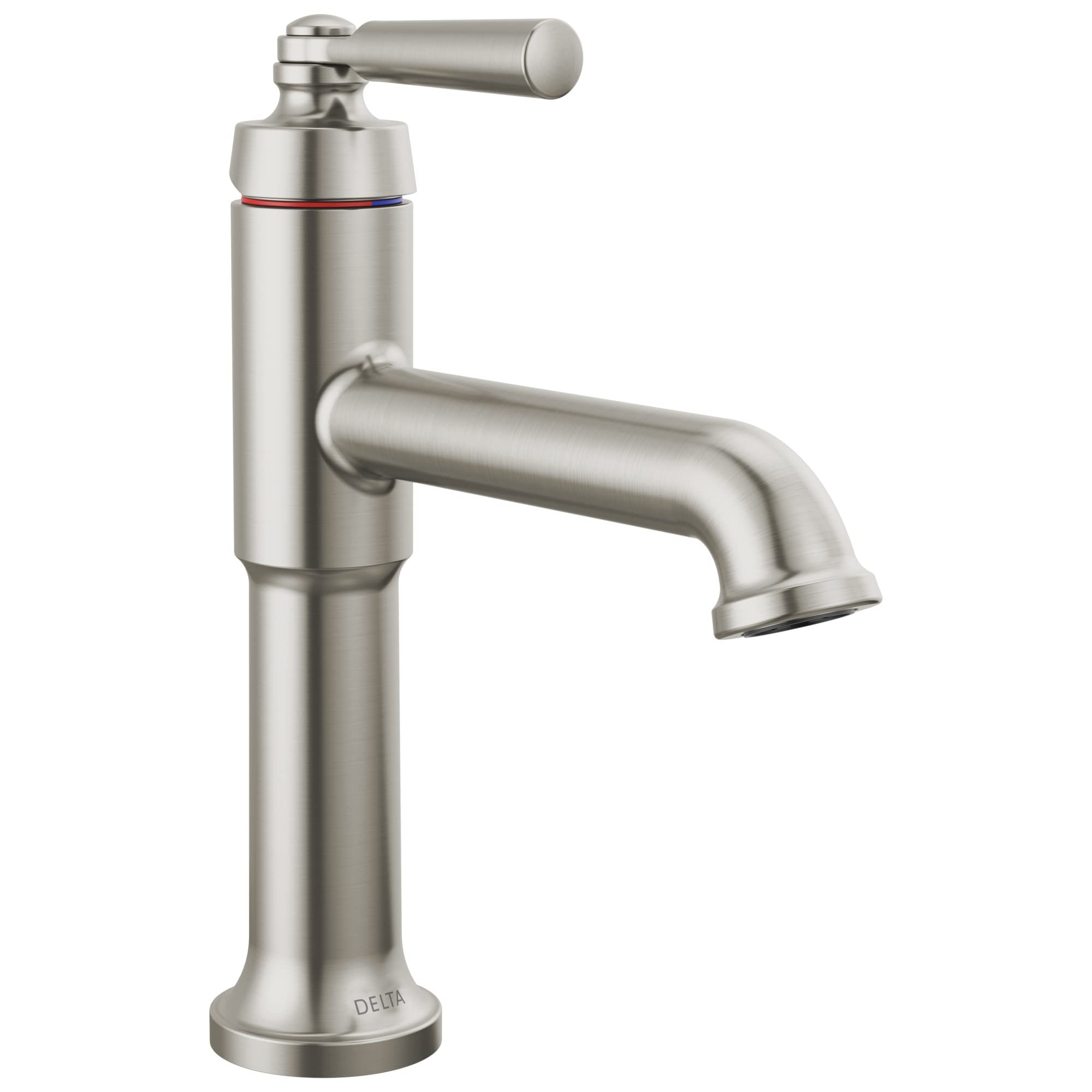 Delta 536-SSMPU-DST Brushed Nickel Single Handle Bathroom Faucet with Diamond Seal Technology - Single Hole Bathroom Sink Faucet with Drain Assembly - Perfect for Modern Bathrooms, Powder Rooms & Guest Baths