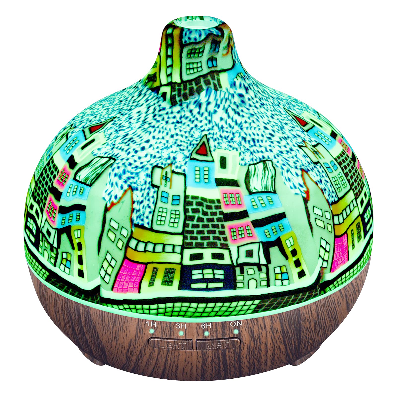 Premium 550ml Wood Grain Aromatherapy Essential Oil Diffuser - 12 Hour Ultrasonic Cool Mist Humidifier with Auto Shut-Off & 7 Color LED Lights for Large Rooms, Home, Office, Yoga Studio, Spa and Nursery - Perfect for Relaxation, Sleep Aid and Air Freshening