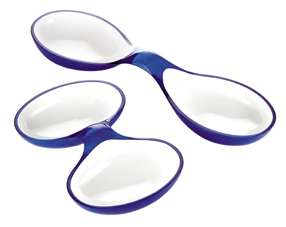 Guzzini Two-Tone Interlocking Dinner Plates - Set of 2 Blue Dish Set for Modern Dining | Stackable Serving Dishes for Parties, Picnics & Everyday Use