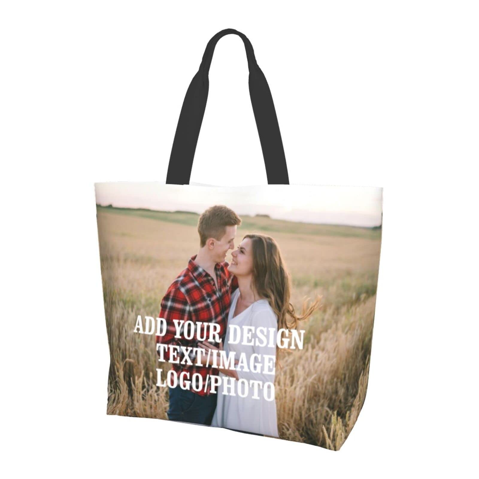Custom Personalized Canvas Tote Bag - Heavy Duty Reusable Grocery Shopping for Daily Use