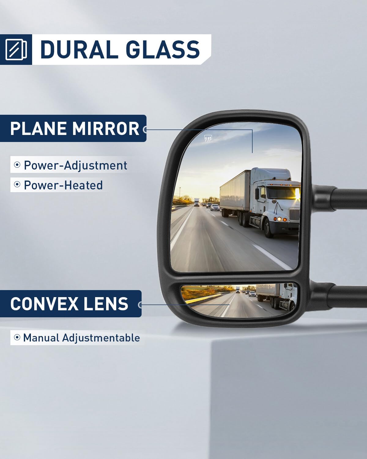 ECCPP Power Heated Telescopic Textured Black Towing Side Mirrors - Compatible with Ford F250 F350 1999-2007 Models - Replacement Pair for Enhanced Visibility & Safety During Towing, Off-Roading & Night Driving