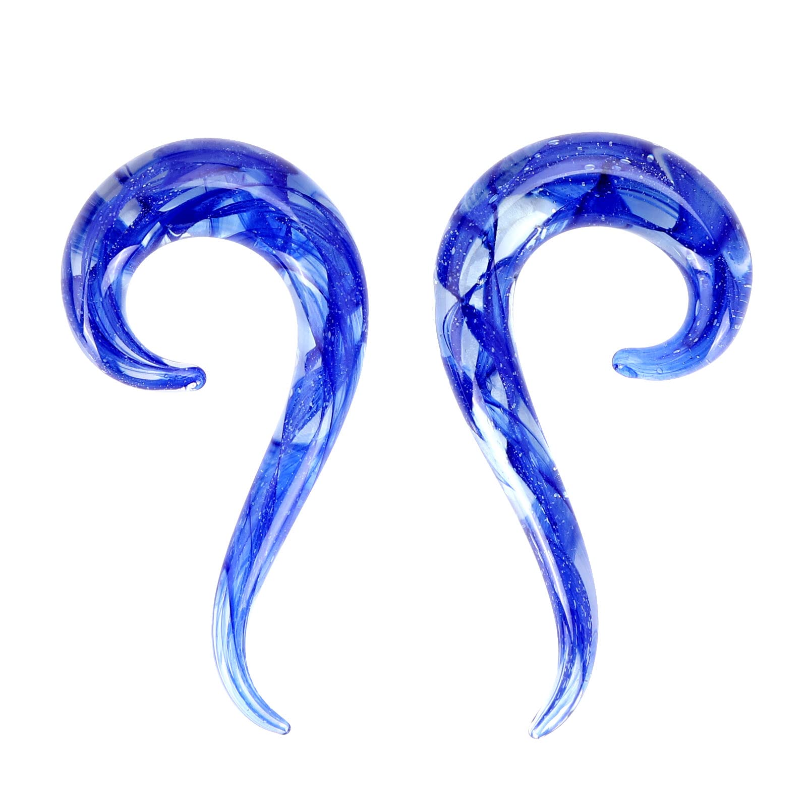 Oyaface 2 PC Glass Ear Tapers Plugs 8G-00G Seahorse Spiral Gauges Piercing Jewelry Set for Stretching, Body Modification & Unique Style