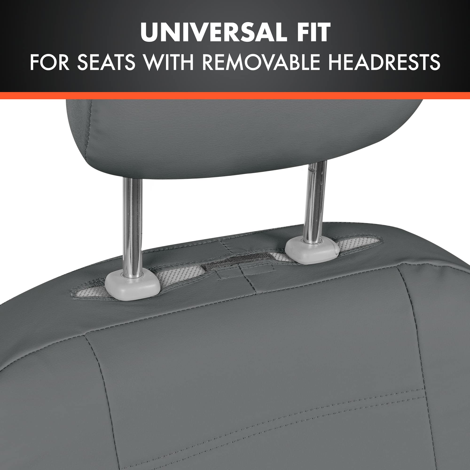 Premium Leatherette Car Seat Covers - Gray PU Leather Auto Accessories for Cars, SUVs & Trucks | Waterproof & Comfortable Seat Protectors for Daily Commute & Road Trips