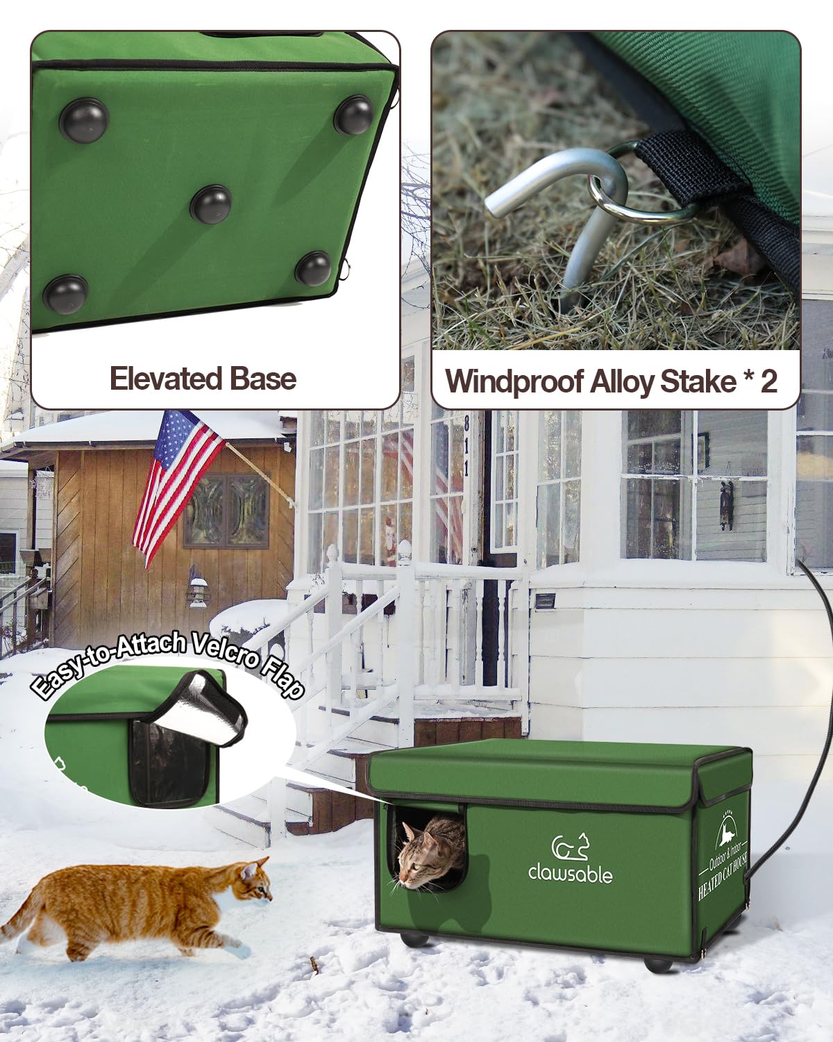 Clawsable Heated Cat House for Outdoor Cats - Winter-Proof, Waterproof & Insulated Shelter for Stray, Feral & Barn Cats | Perfect for Cold Weather & Harsh Outdoor Conditions