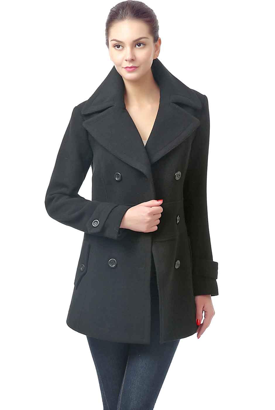 BGSD Women's Joann Wool Blend Walking Pea Coat - Classic Winter Warm Jacket for Casual Outings & Office Wear (Plus Size & Petite Available)