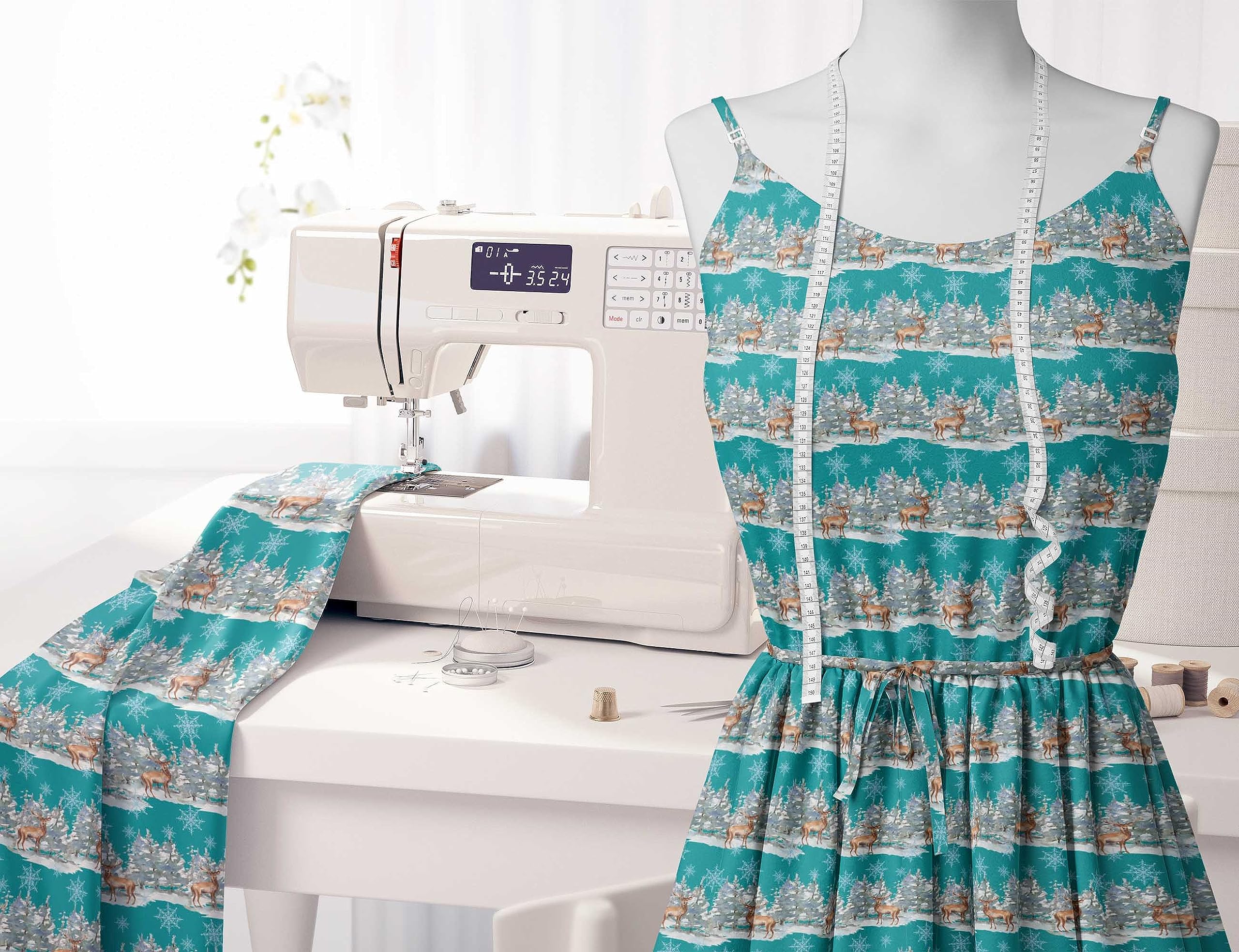 Soimoi Moss Green Georgette Fabric by The Yard - 42