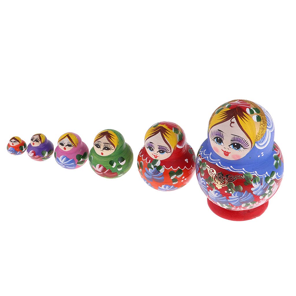 AMLESO Russian Wooden Nesting Dolls Matryoshka - Hand-Painted Stackable Traditional Folk Art Toys for Home Decor, Gift Giving & Collectibles