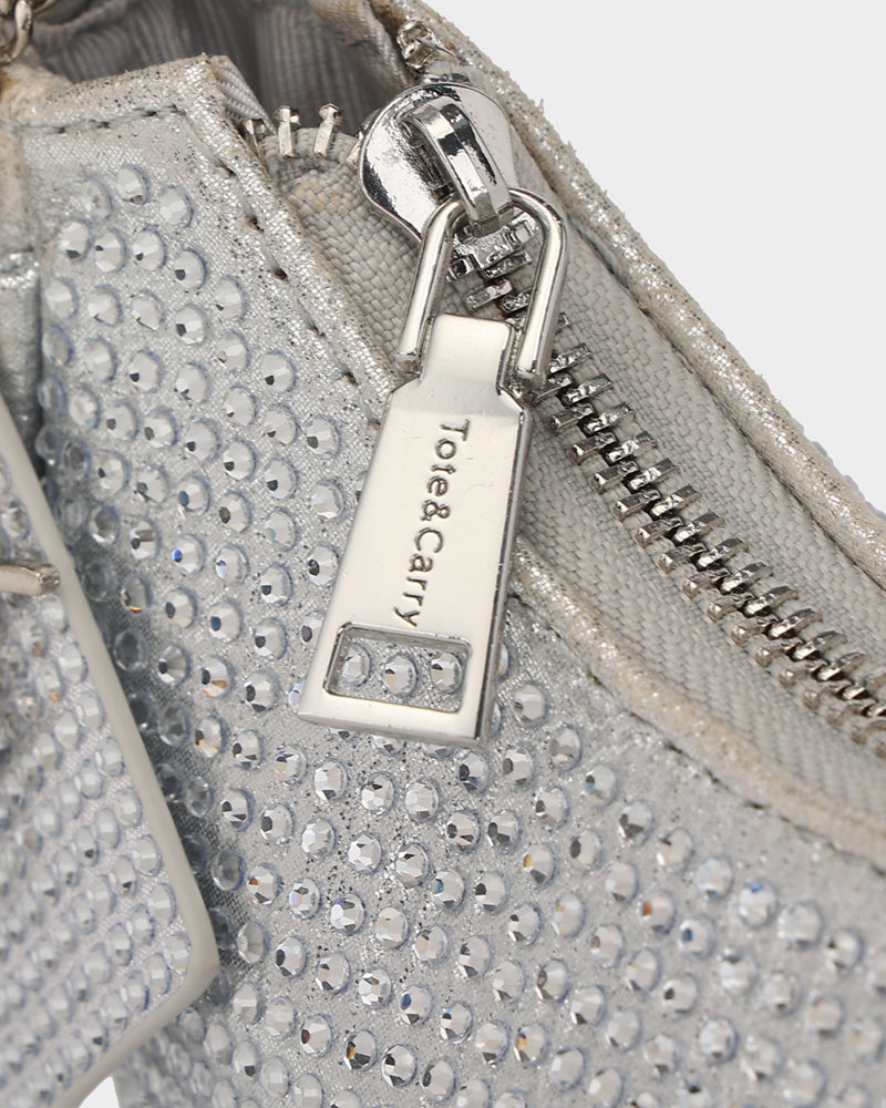 Stylish Silver Glam Crescent Purse for Women - Perfect for Evening Parties, Date Nights & Special Occasions