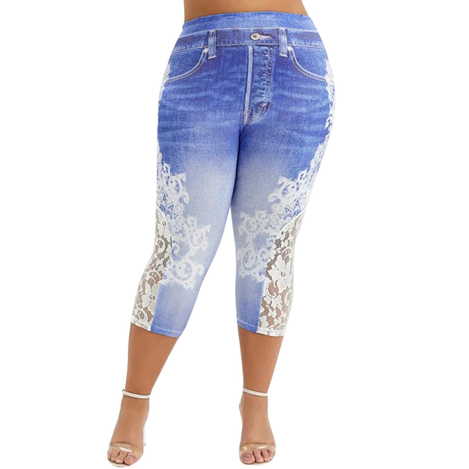 **Women's Stretch Skinny Jeans - Plus Size Floral Printed Boyfriend Jeans - Classic Denim Leggings with Pockets - Mid Rise Slim Fit - Comfortable & Stylish for Casual Wear, Work & Date Nights**