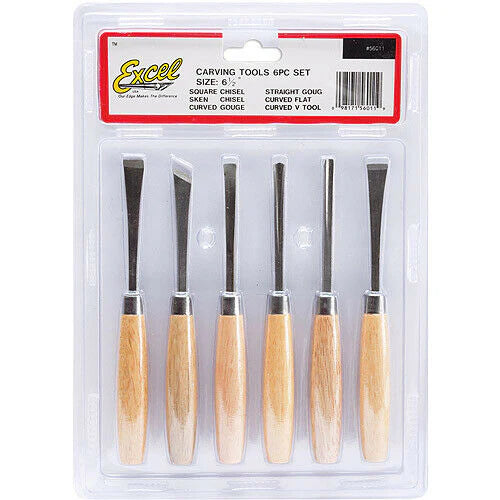Excel Blades 6-Piece Wood Carving Set for Beginners - Professional Chisels & Gouges Kit | Perfect for DIY Woodworking, Sculpting & Home Decor Projects