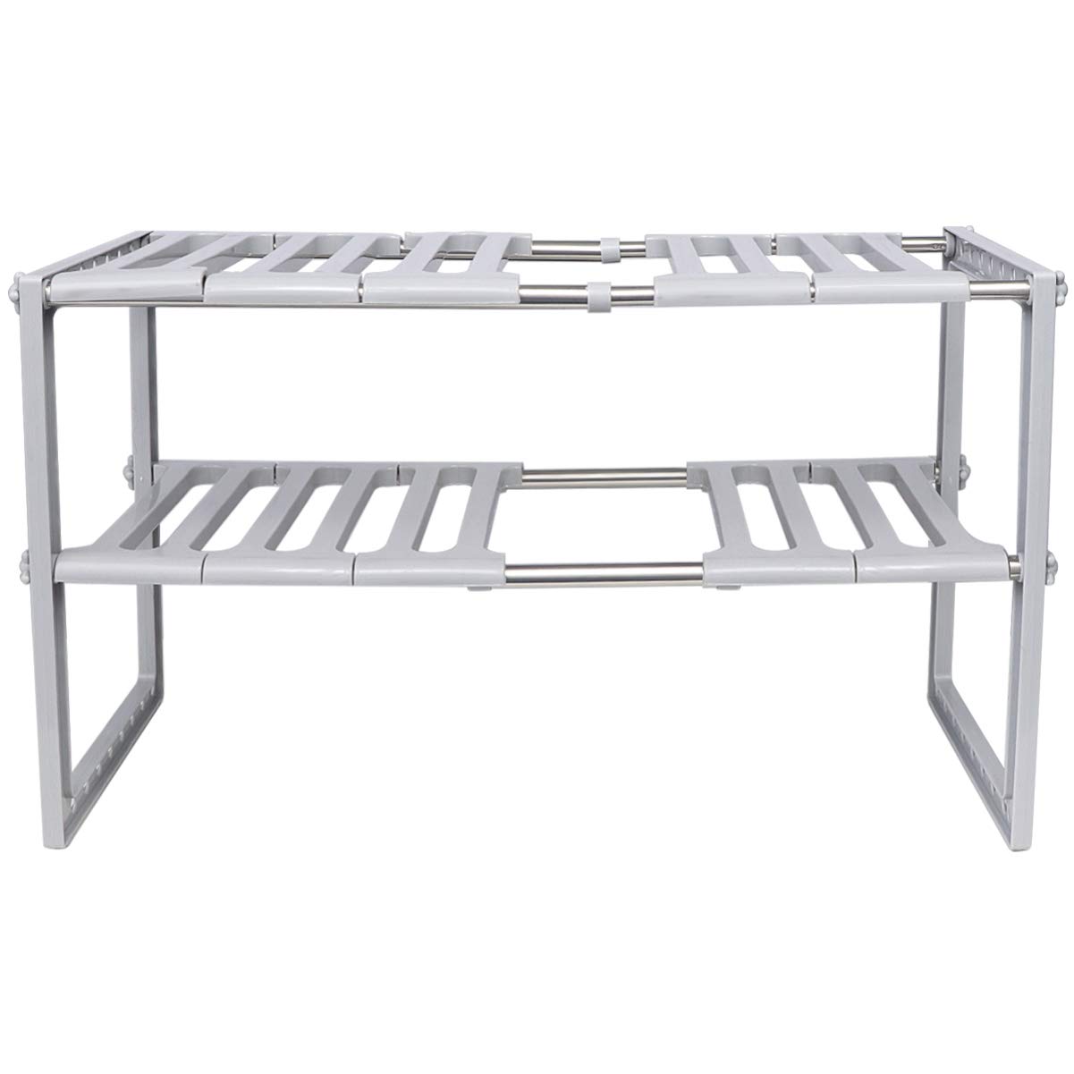 Expandable Under Sink Organizer - 2 Tier Stackable Shelf for Kitchen Cabinet & Counter Storage | Space Saving Rack for Bathroom, Pantry & Laundry Room Organization