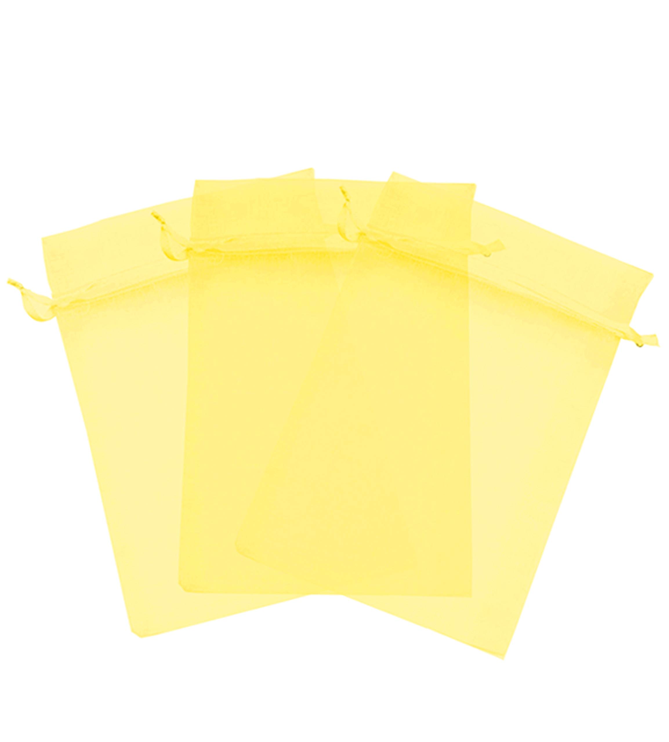200 Pcs Yellow 2x3 Inch Sheer Organza Drawstring Bags - Jewelry Pouches, Wedding Favors, Party Gift Bags for Candy, Confetti & Small Gifts - Elegant DIY Craft Supplies by Kyezi Design