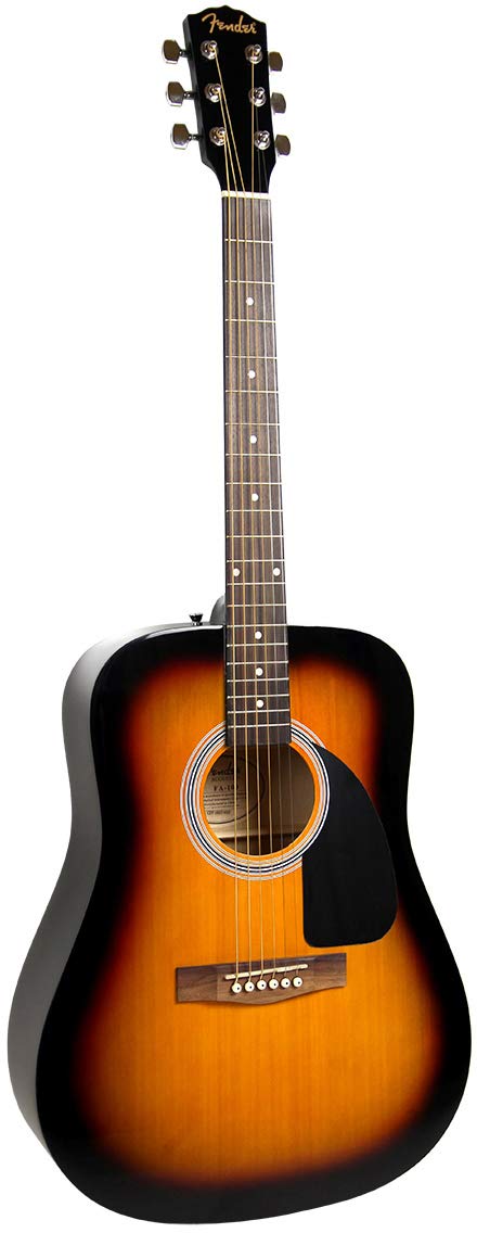 Fender FA-115 Dreadnought Acoustic Guitar Sunburst Bundle with Hard Case, Tuner, Strings, Strap & Picks - Perfect for Beginners, Campfires, Live Performances & Home Practice