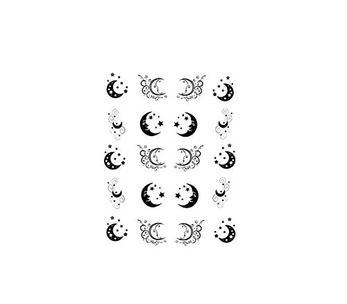 Moon and Stars Silhouette Waterslide Nail Decals - Premium DIY Nail Art Stickers for Gel & Acrylic Nails - Perfect for Parties, Holidays, and Special Occasions