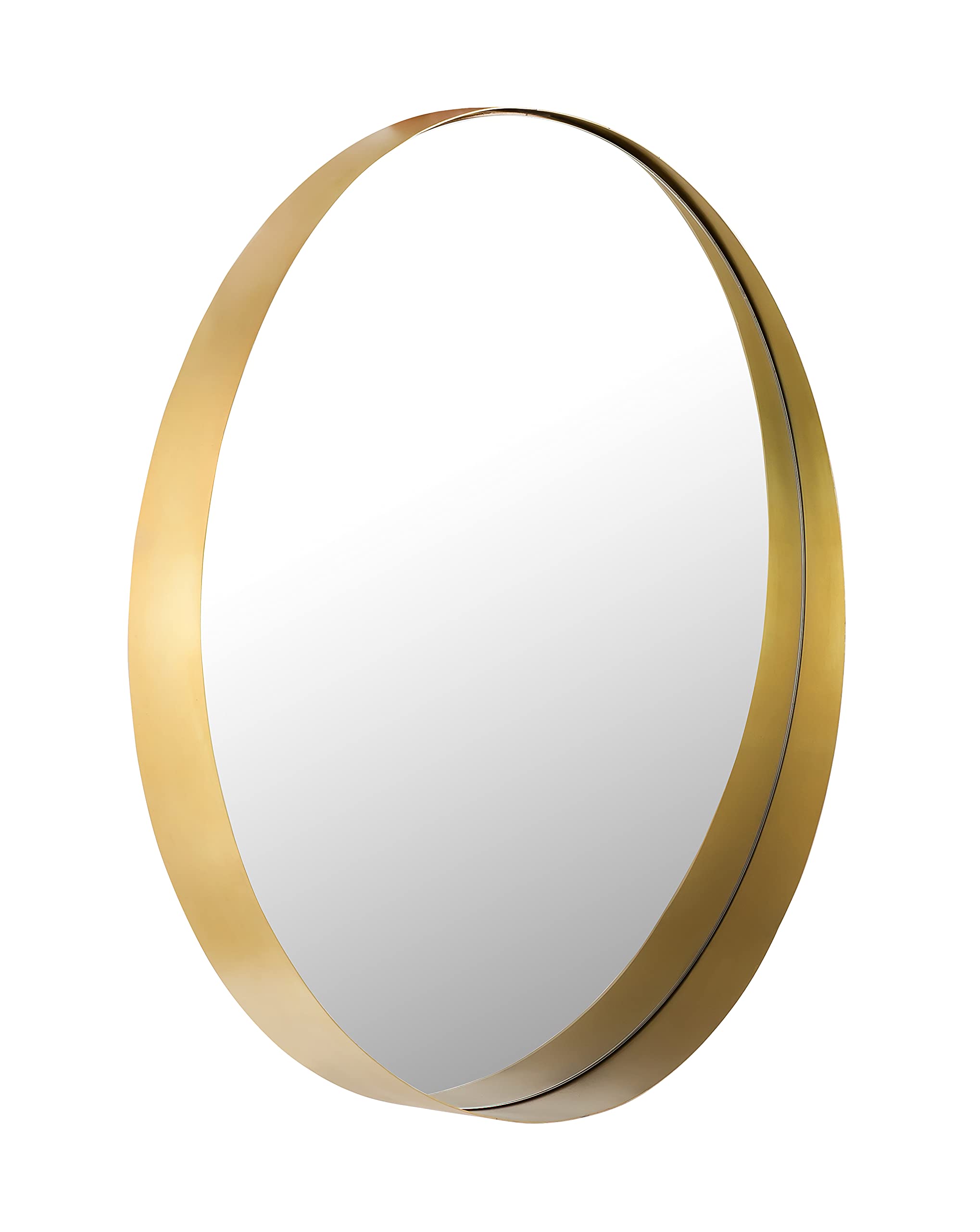 Tov Furniture Rella Brass Framed Round Wall Mirror - Elegant Bathroom, Bedroom & Entryway Decor for Modern Homes