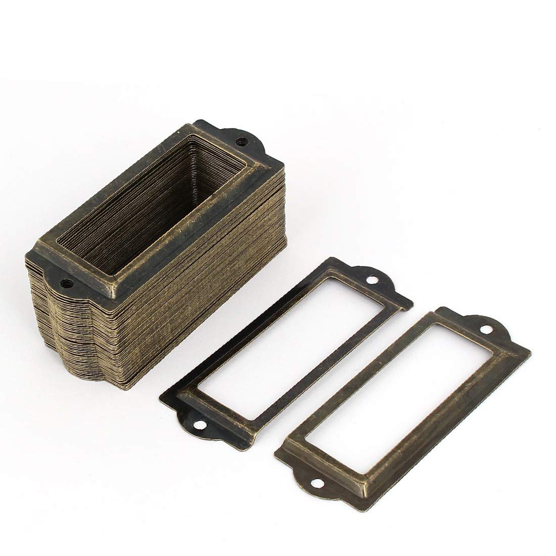 Premium Bronze Tone Iron Tag Label Frame - 83mm x 31mm (50pcs) - Durable Office & Pharmacy Drawer Organizer for Efficient Storage & Labeling