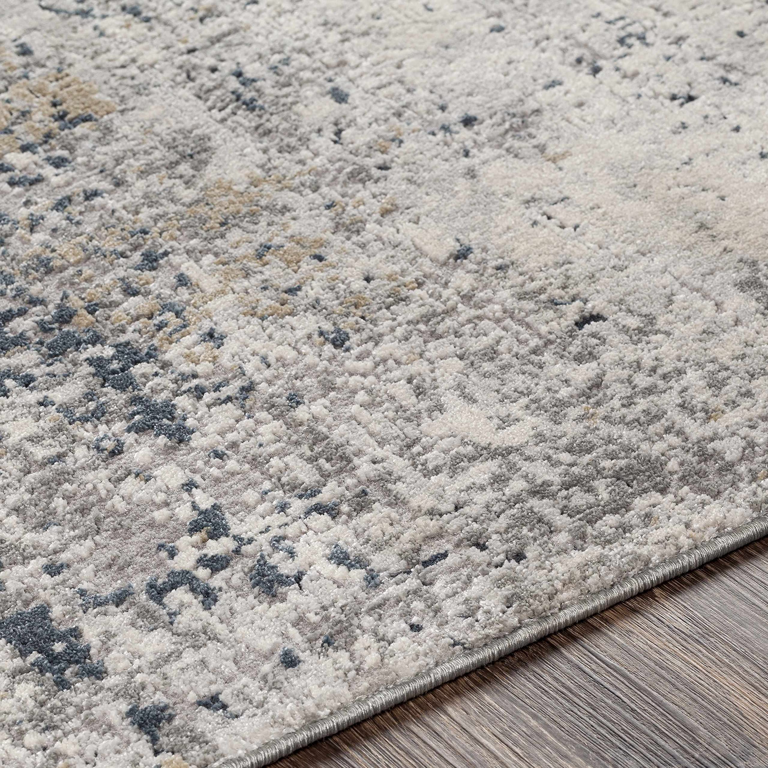Premium Hauteloom Higden Area Rug for Living Room & Bedroom - Soft Gray & Blue Modern Design - 6'7