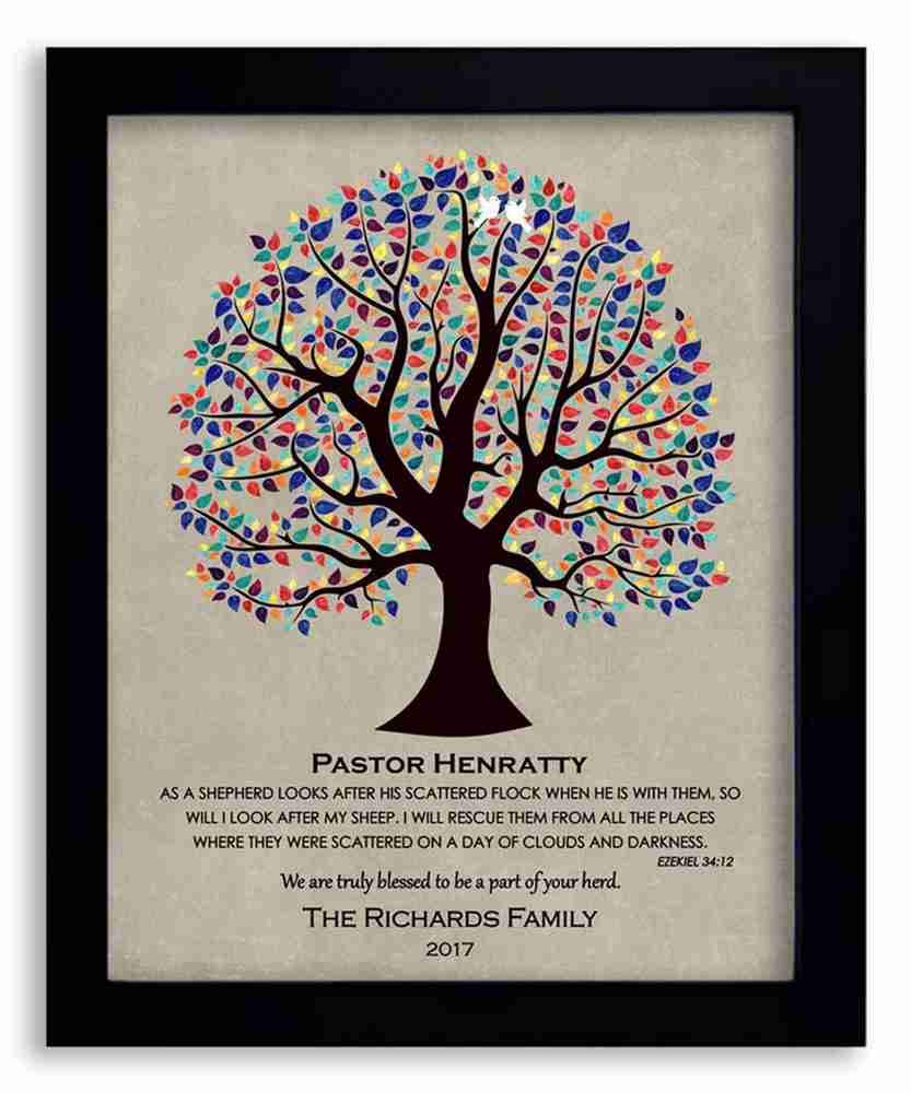 8x10 Framed Christian Art Print - Personalized Pastor Gift for Baptism, Communion & Confirmation with Ezekiel 34:12 Bible Verse - Solid Wood Frame & Gift Wrapping Included (LTC-P1464) - Perfect for Church Events, Religious Celebrations & Spiritual Home Decor