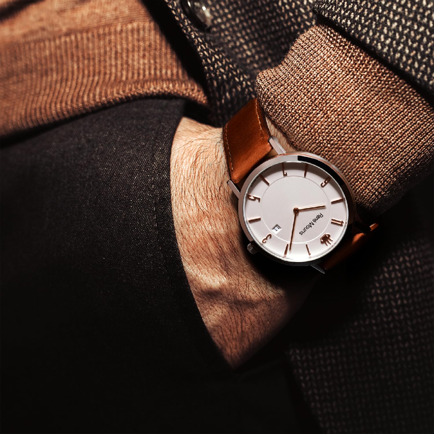 René Mouris L'Emporter Men's Luxury Quartz Watch - 41mm 316L Stainless Steel Case, Sapphire Coated Crystal, 50M Waterproof & Italian Leather Strap - Classic Dress Watch for Business, Formal Events & Everyday Wear