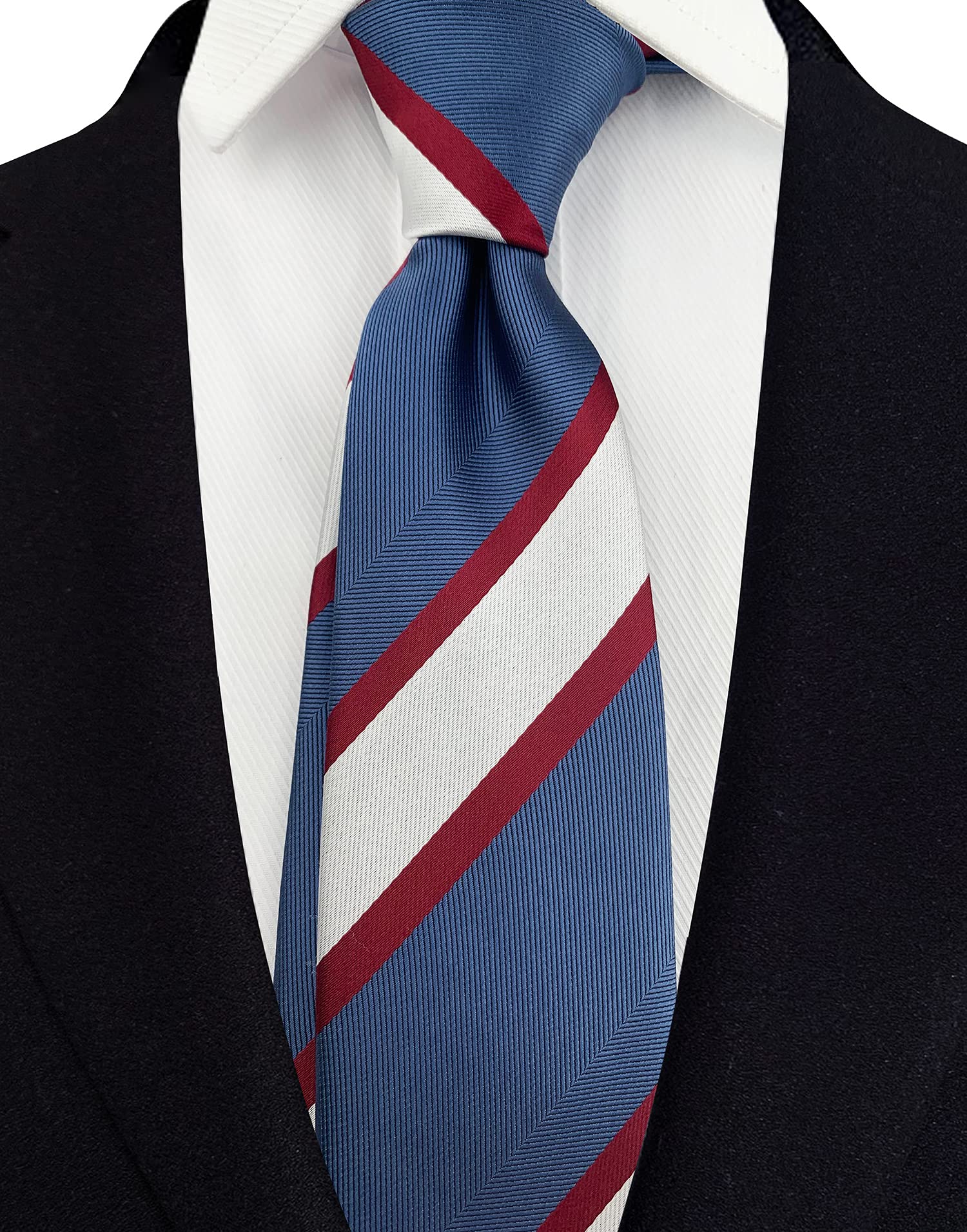 Kihatwin Men's Modern Stripe Woven Pattern Necktie - 3.15