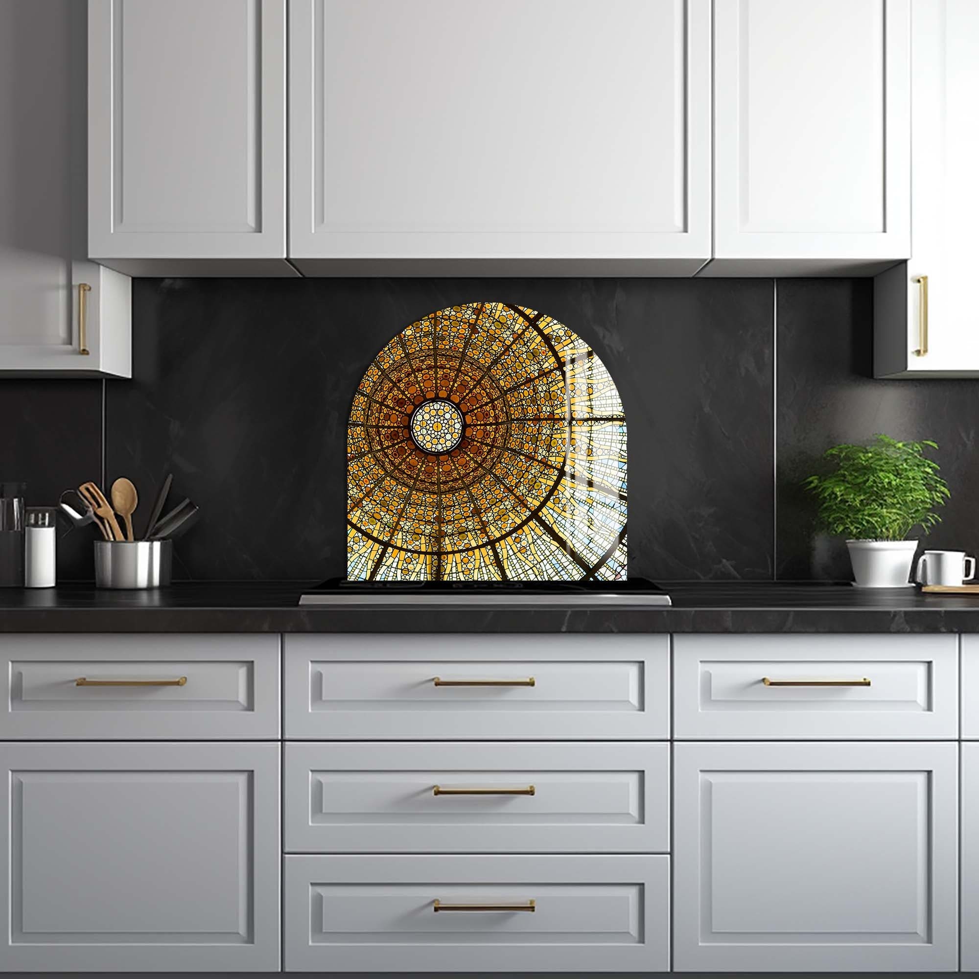 Golden Dome Glass Splashback - Premium Kitchen Backsplash Panel for Modern Homes - Perfect for Stovetops, Countertops & Backsplash Protection