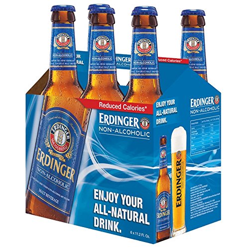 Erdinger Non-Alcoholic Malt Beer - 24 Pack of 11.2 fl oz Glass Bottles | Premium Alcohol-Free Wheat Beer | Perfect for Parties, Sports Events & Healthy Lifestyle