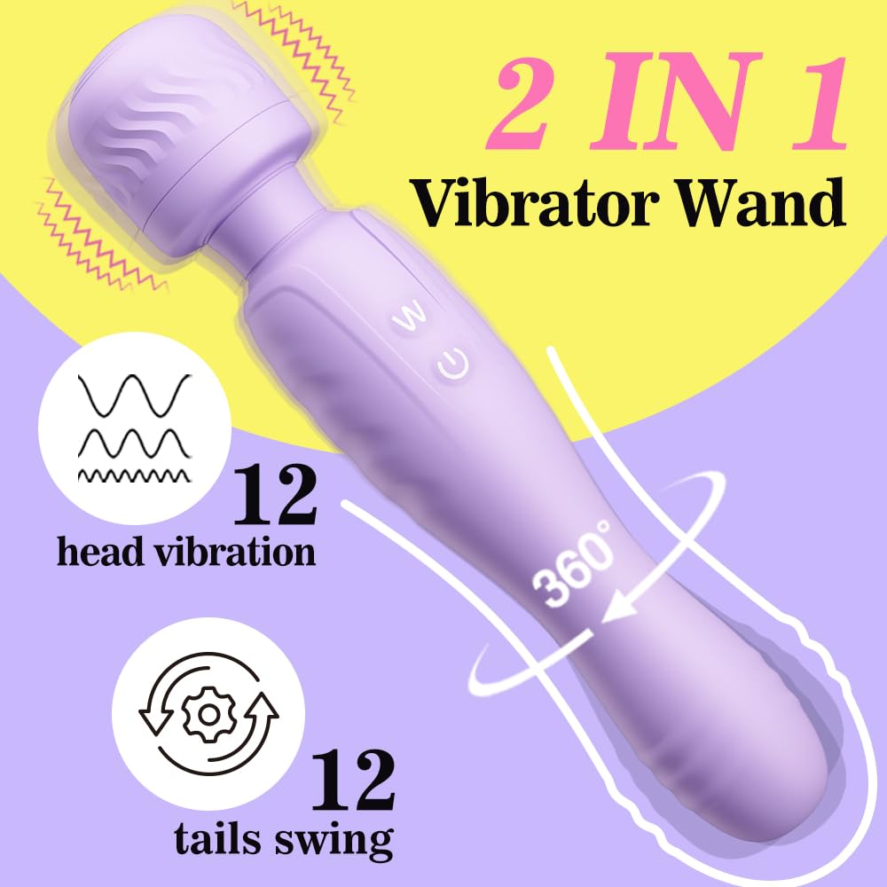 12-Speed Double-Ended Wand Massager - Powerful Clit & G-Spot Stimulator with Quiet Vibration - Rechargeable Adult Sex Toy for Women - Perfect for Solo Play & Couples Intimacy