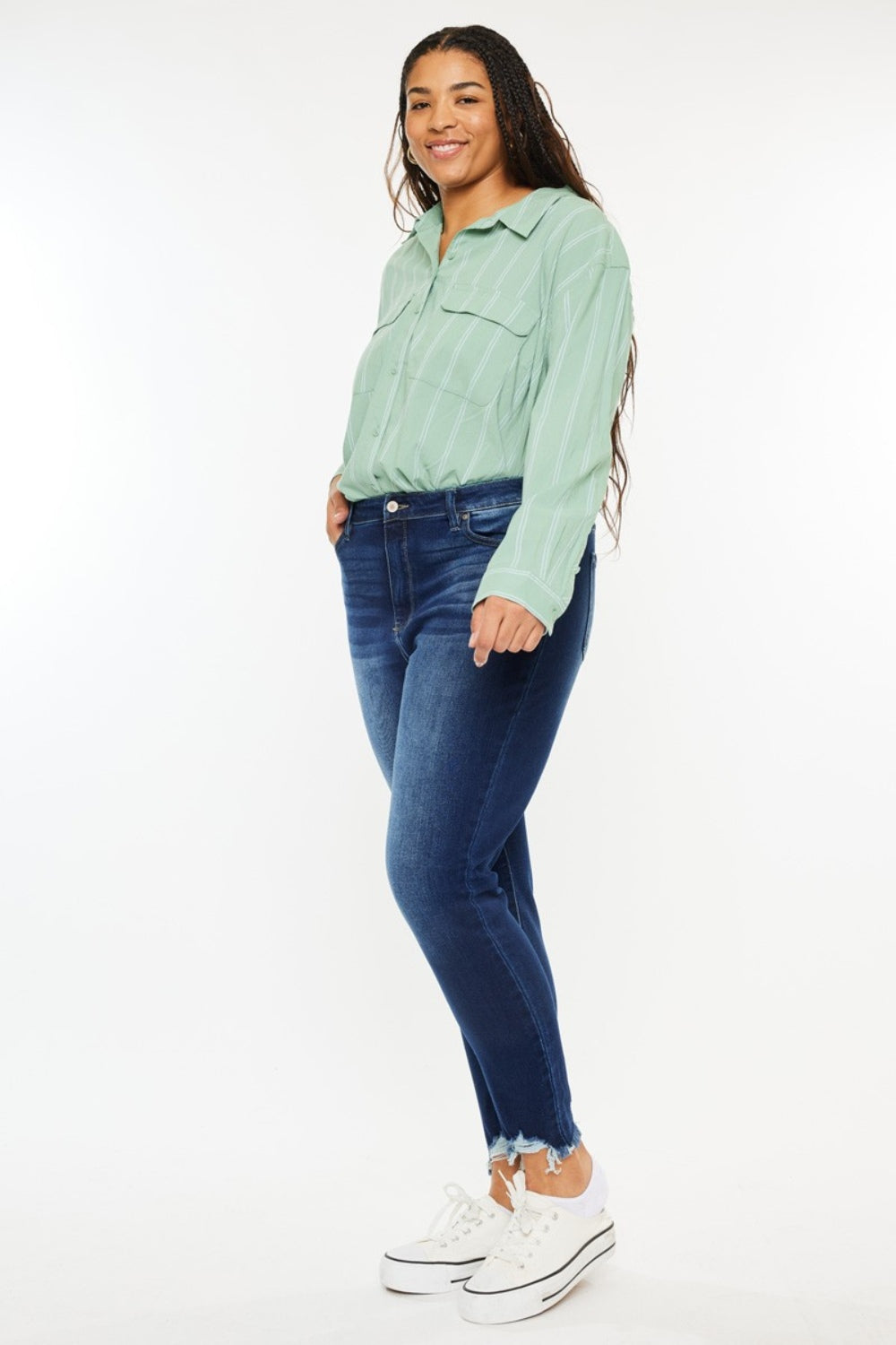 Kancan Women's High Rise Skinny Jeans - Distressed Ankle Frayed Denim Pants for Casual Outfits & Streetwear Fashion