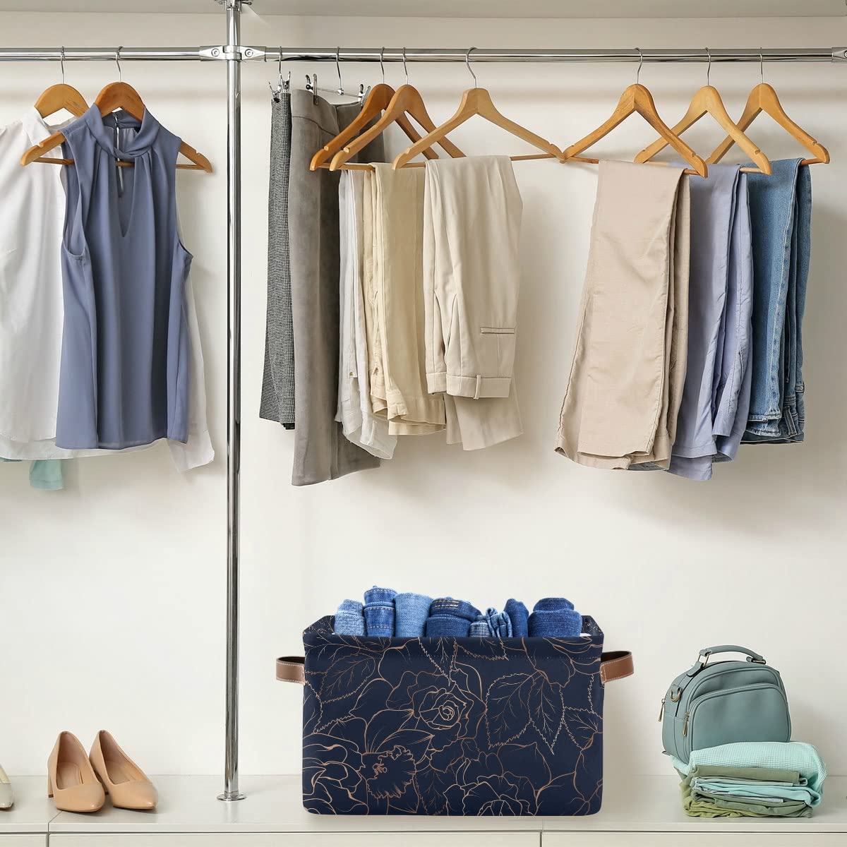 Susiyo Foldable Fabric Storage Bins with Handles - 1 Pack Navy Blue Storage Cubes for Shelves, Closet, Nursery & Home Organization | Perfect for Toys, Books & Household Items Storage