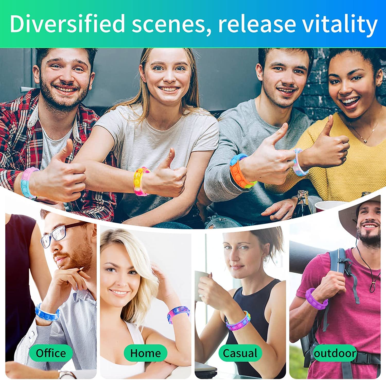 100Pcs Pop Bracelet Fidget Toys Pack - Fun Party Favors for Kids, Boys & Girls - Perfect for Easter, Christmas Gifts & Classroom Prizes - Stress Relief & Sensory Toys for School, Travel & Home Play