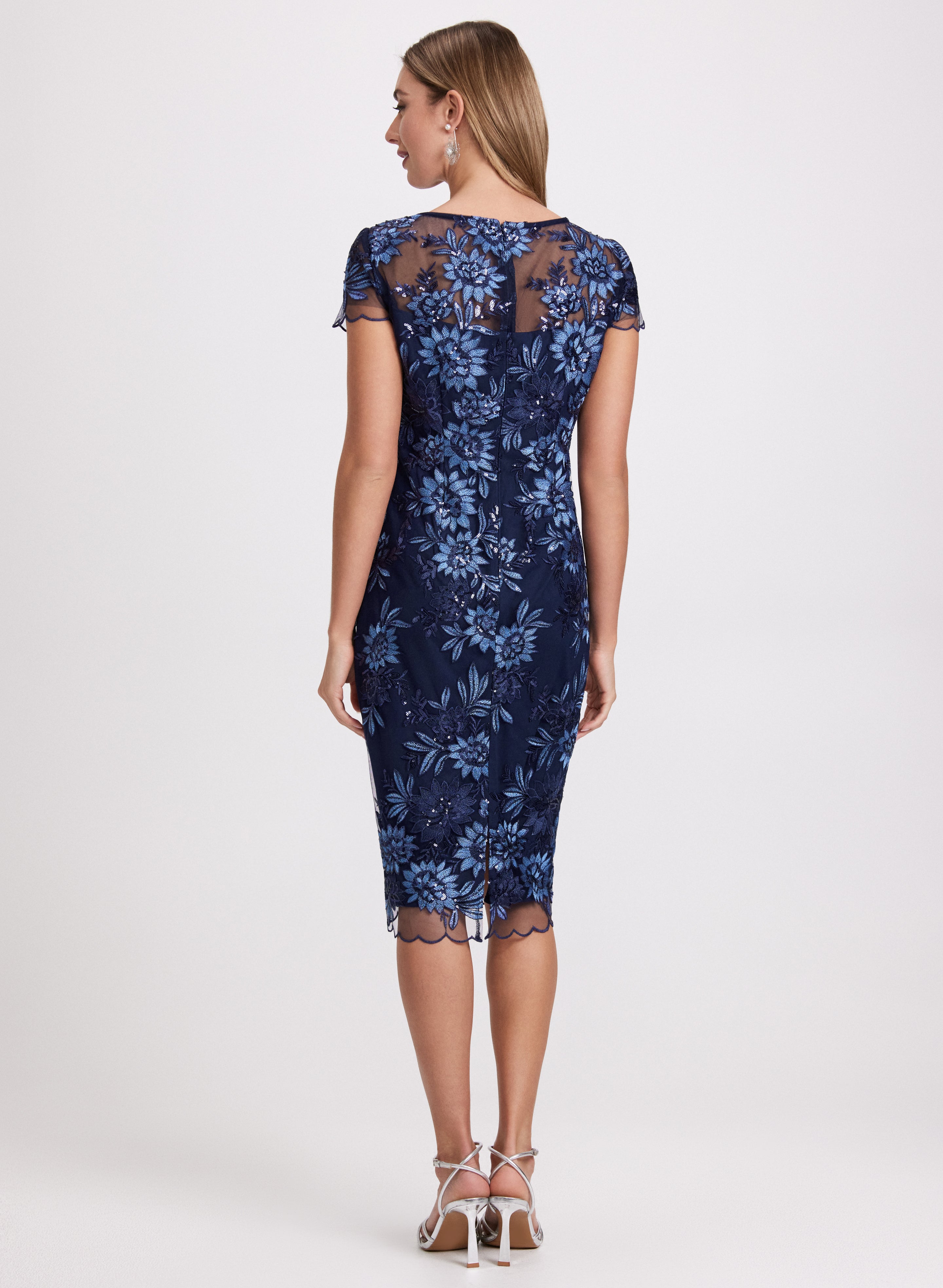 Floral Sequin Embellished Party Dress for Women - Elegant Evening Gown for Prom, Wedding, and Special Occasions