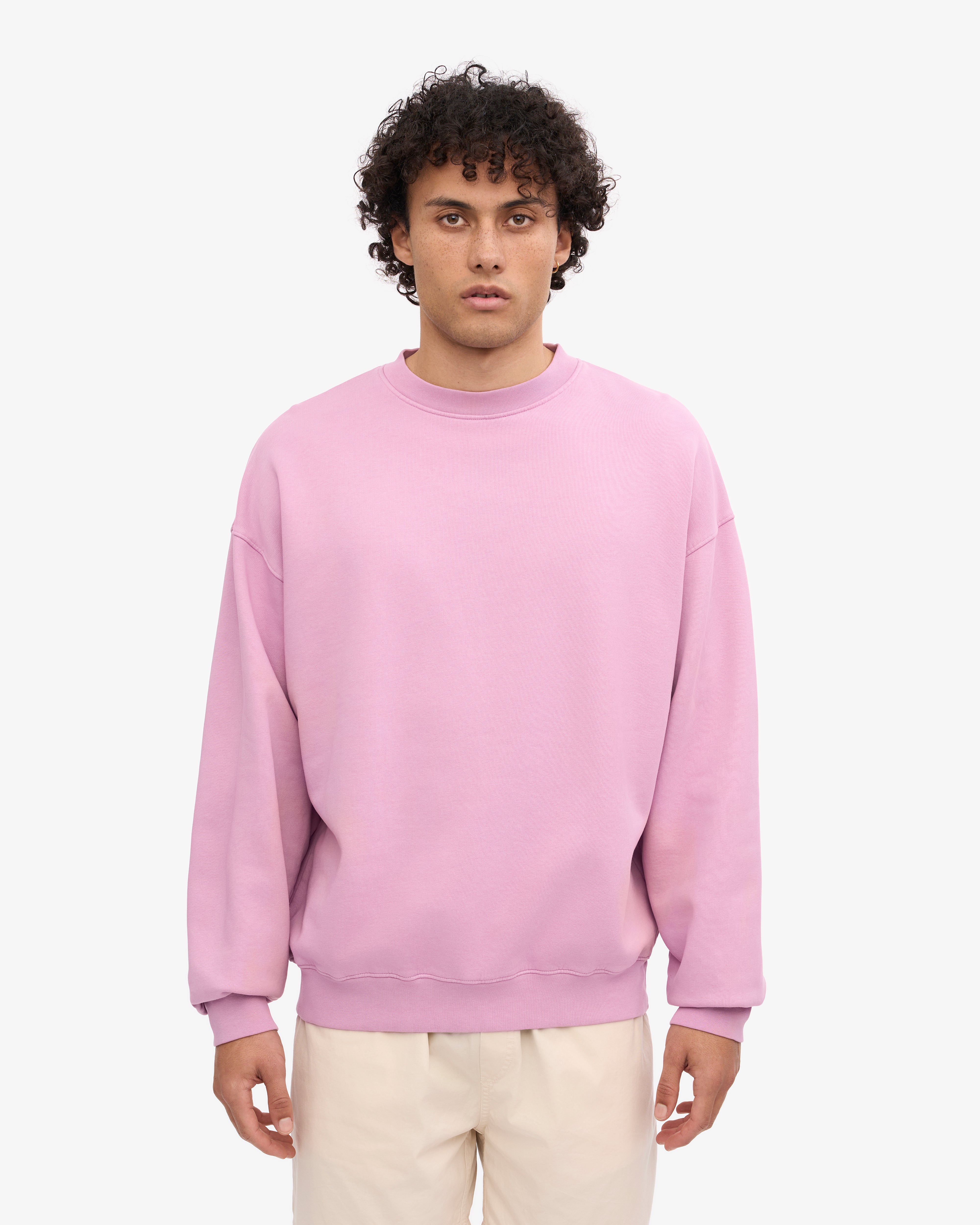 Organic Oversized Crewneck Sweatshirt - Soft Cherry Blossom Pink Pullover for Women | Cozy Loungewear, Casual Outfits & Spring Fashion