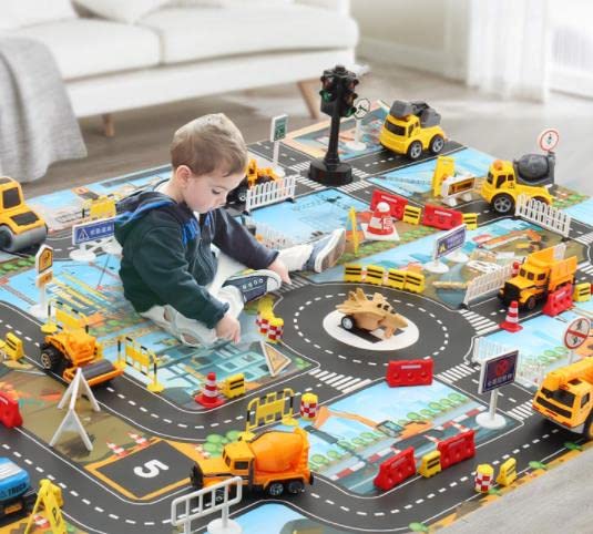 AKWFUNZ Urban Architecture Road Traffic Map Floor Mats - 33x22 Inch Non-Slip Carpet for Living Room, Bedroom, Home & Office Decor - Perfect for Modern Interior Design and City-Themed Spaces