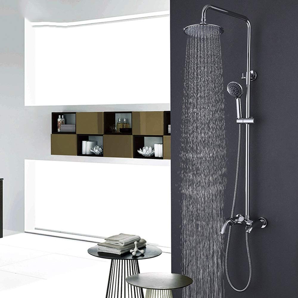 Premium ZKS-KS Copper Chrome Shower Set - High Pressure Shower Head with Adjustable Rainfall Spray & Durable Spout for Modern Bathrooms | Perfect for Home, Hotel, and Spa Renovations