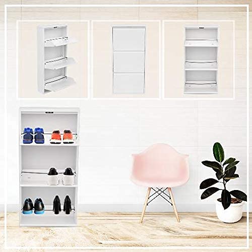 Mabel Home Modern 3 & 4 Drawer Shoe Cabinet - White Shoe Storage Organizer with 3-4 Tiers for Entryway, Closet & Bedroom Organization