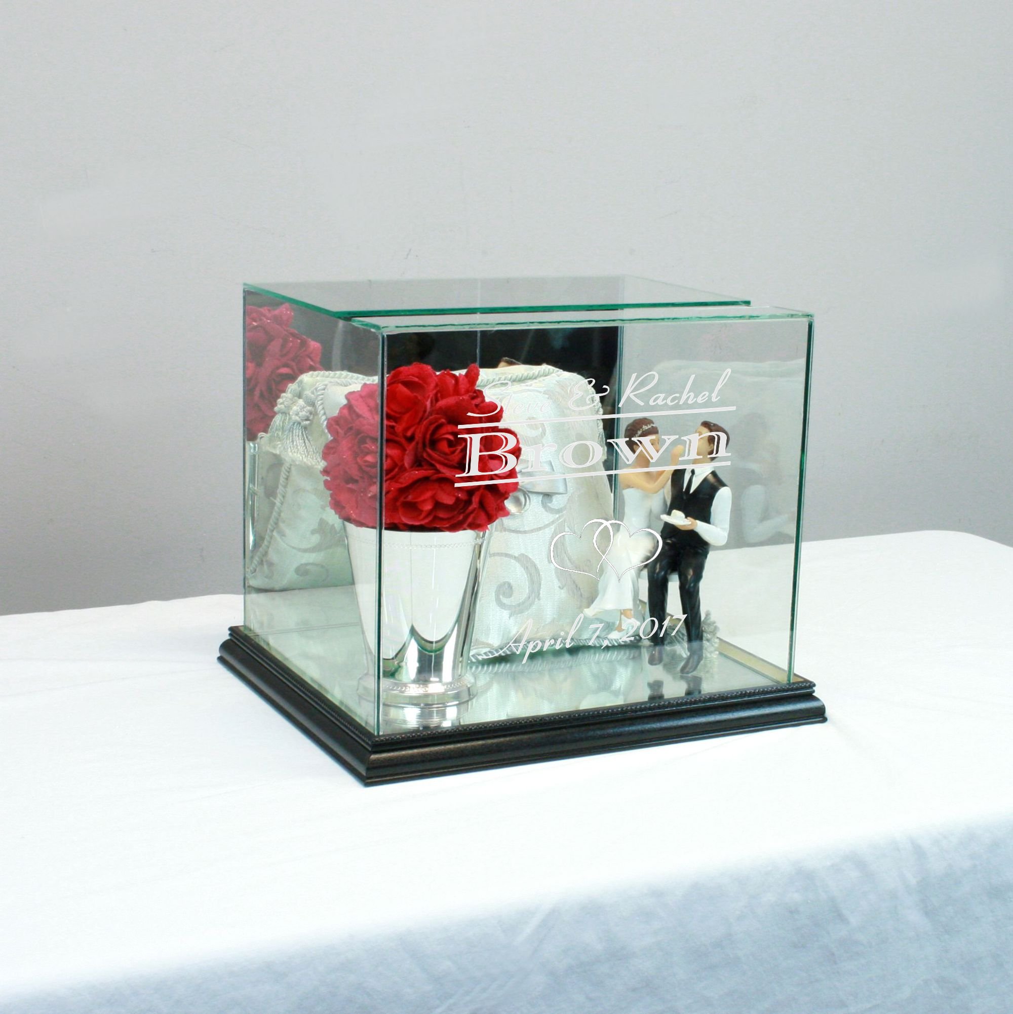 Personalized Black Glass Rectangle Wedding Card Box - Elegant Gift Box for Wedding, Bridal Shower, Anniversary & Special Events