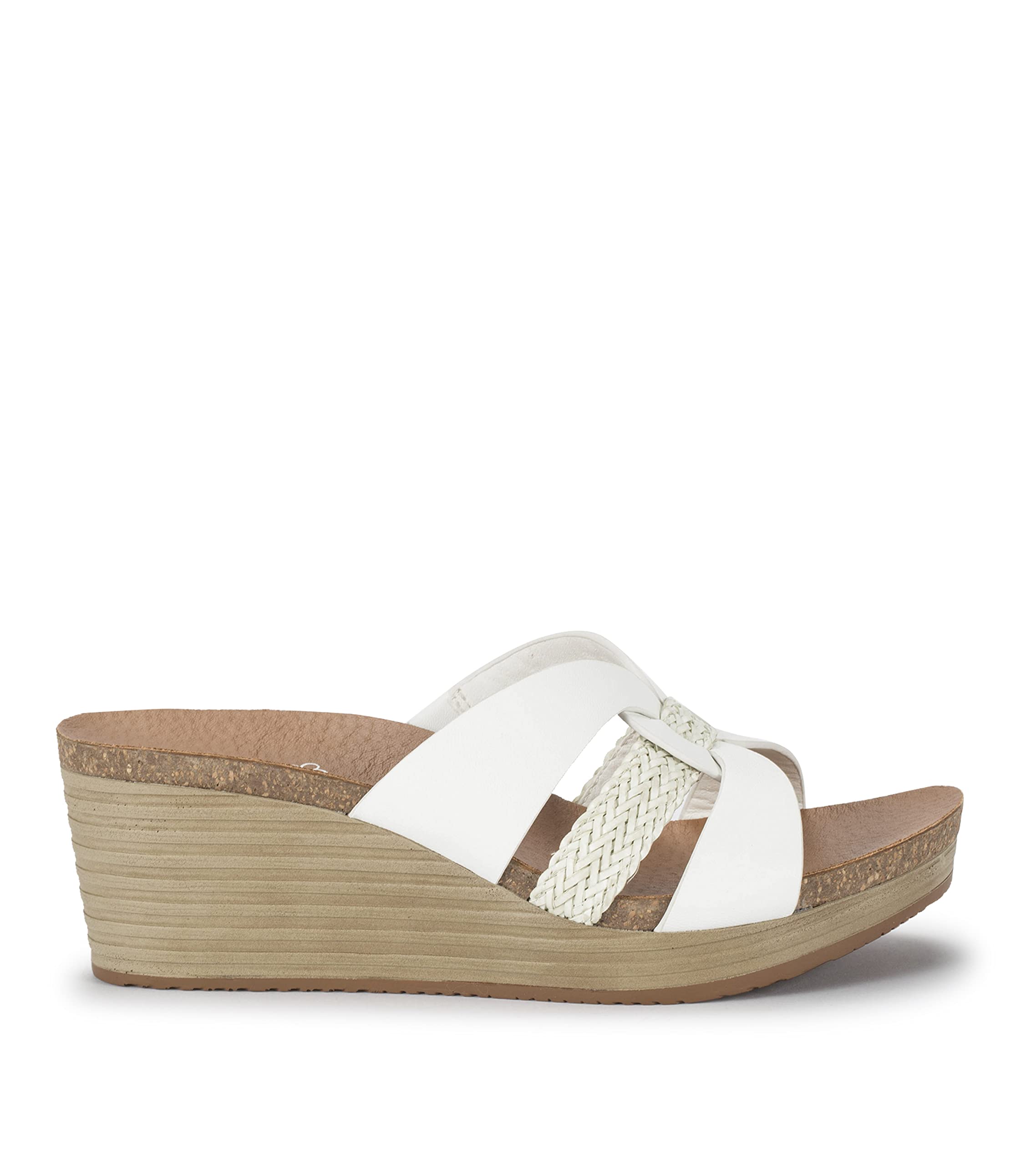BareTraps YADORA Women's Comfortable White Sandals & Flip Flops Size 8.5 M (BT29196) - Perfect for Beach, Pool, and Summer Vacation Outfits
