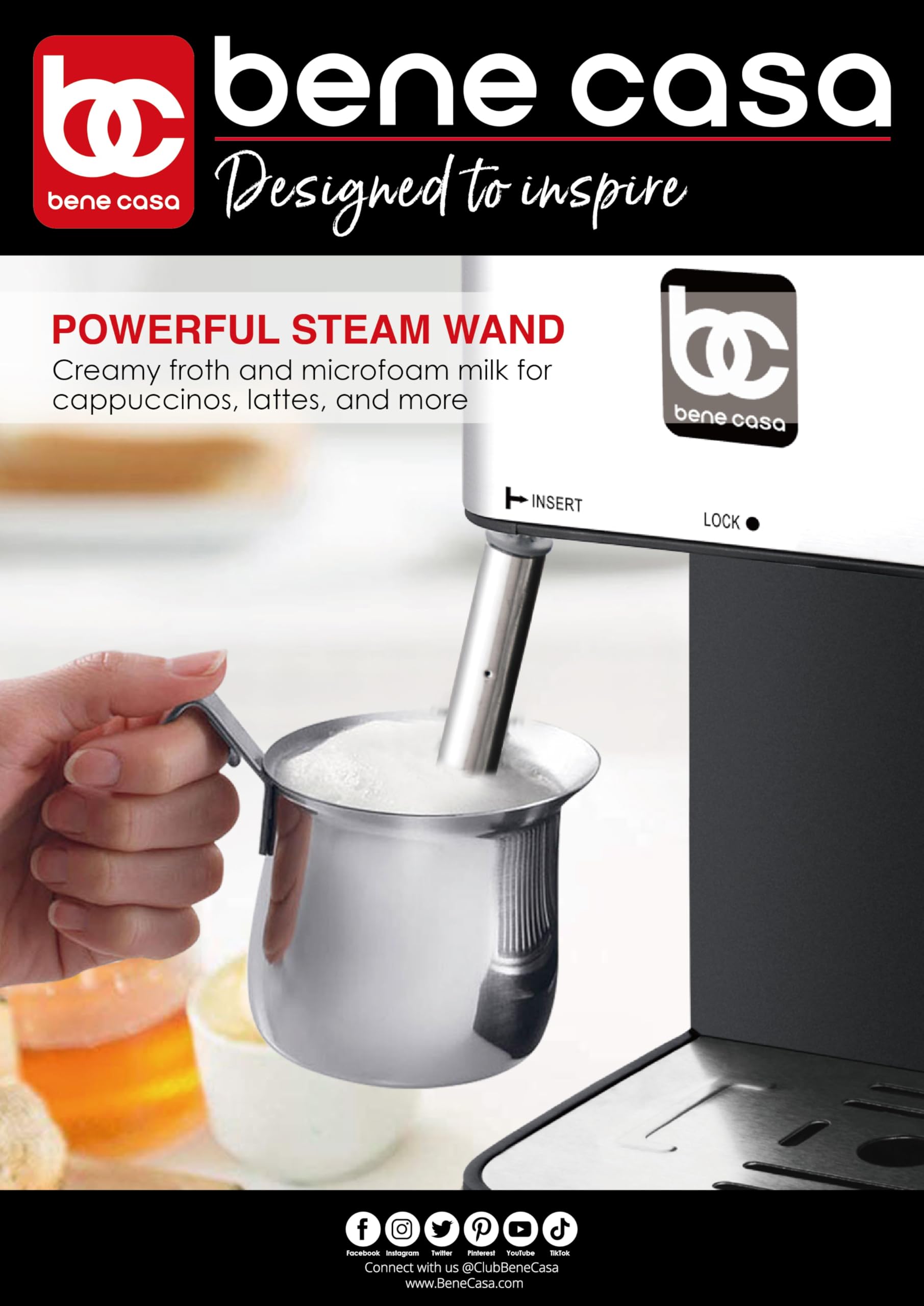 Bene Casa BC-99189 4-Cup Stovetop Espresso Maker - Perfect for Home, Office & Camping Coffee Brewing