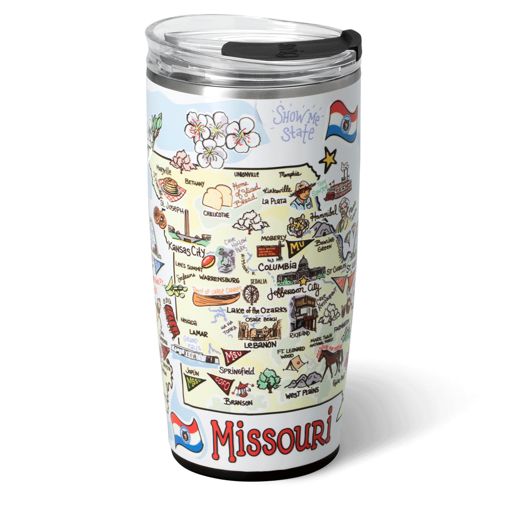 22oz Missouri Tumbler - Insulated Stainless Steel Travel Mug with Lid & Straw - Perfect for Coffee, Tea & Cold Drinks at Home, Office or Gym