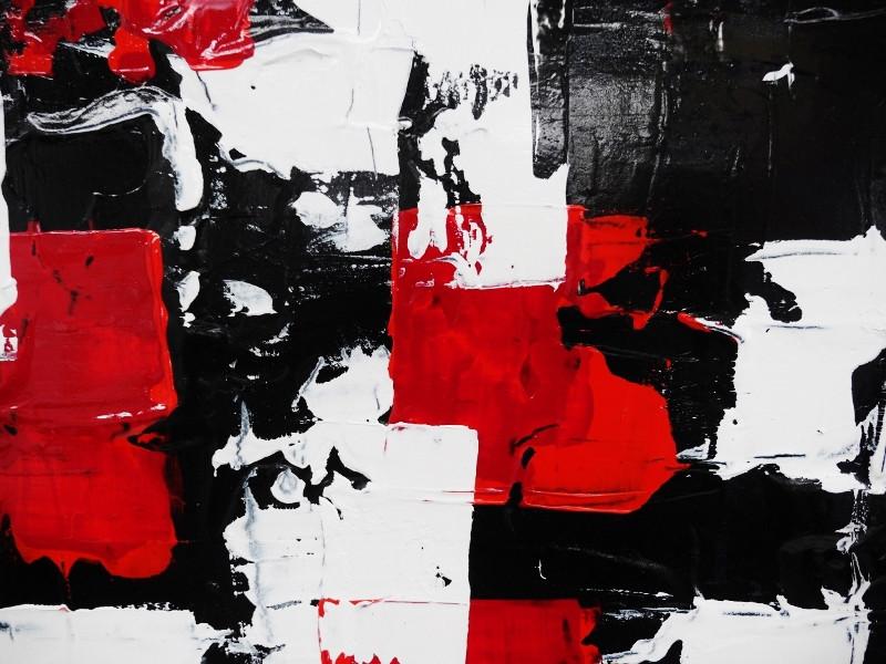 Red and Black Abstract Geometric Painting 120cm x 120cm - Modern Wall Art for Living Room, Bedroom & Office Decor