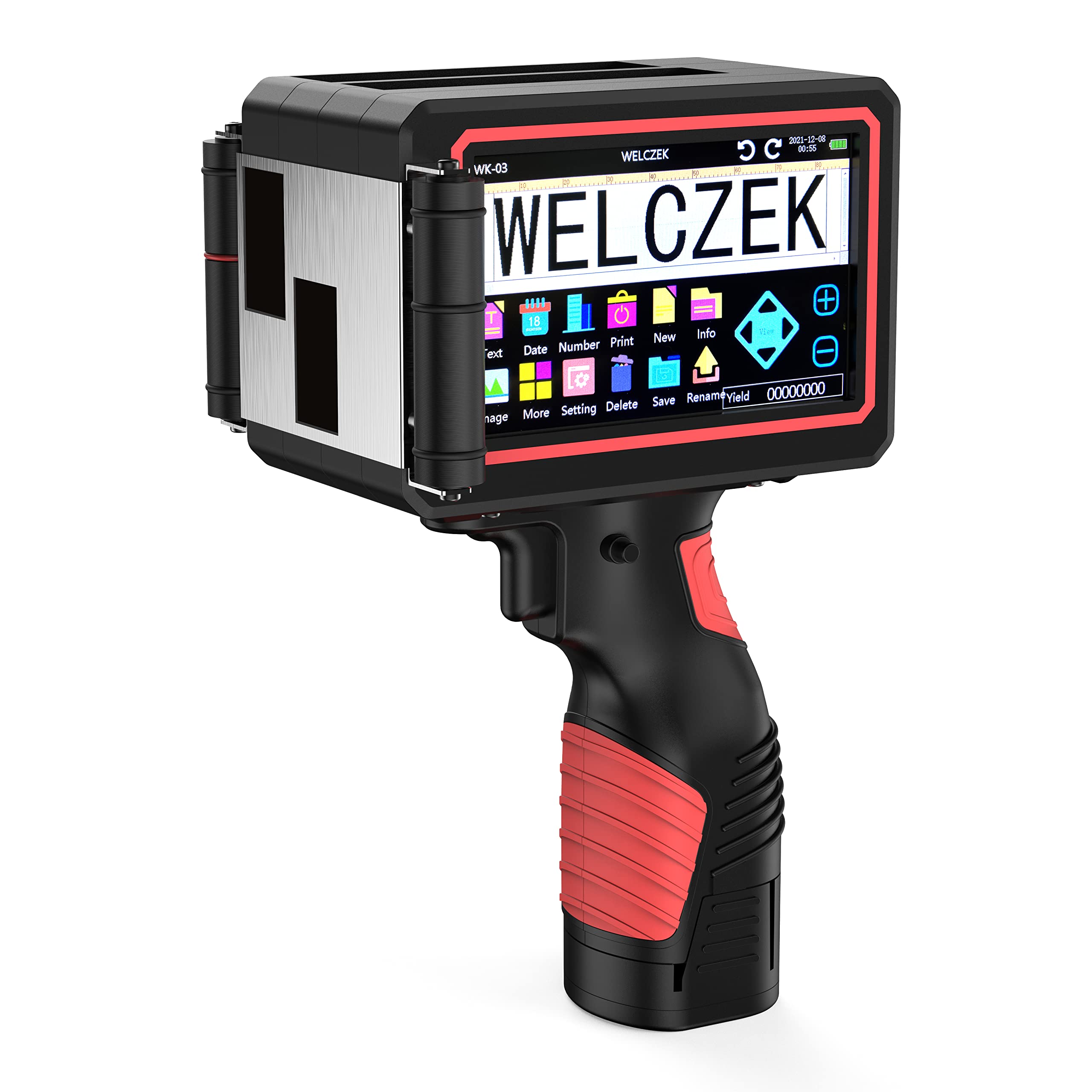 WELCZEK Portable 2 Inch Handheld Inkjet Printer - 50.8mm Dual Nozzle Coding Machine for Logo, Date, Barcode, QR Code & Label Printing | Ideal for Packaging, Shipping, Inventory & Product Marking