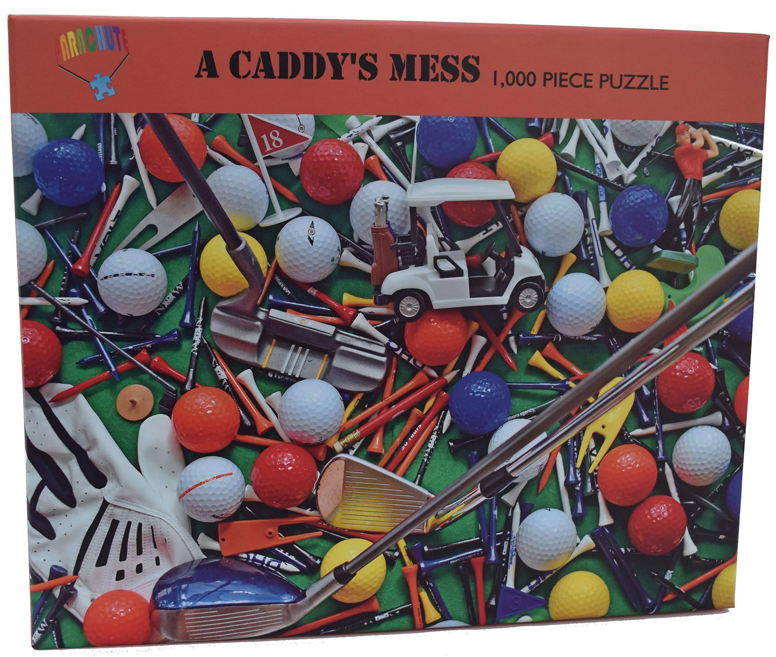 1000 Piece Golf Jigsaw Puzzle - Parachute Puzzles A Caddy's Mess | Challenging Adult Puzzle with Golf Balls & Accessories | Perfect for Golf Lovers, Game Rooms & Relaxation