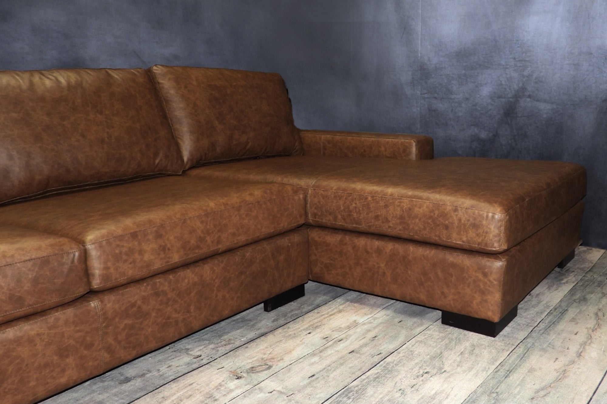 VENETO Genuine Leather Sectional Sofa - Modern L-Shaped Couch for Living Room, Home Theater & Lounge Areas