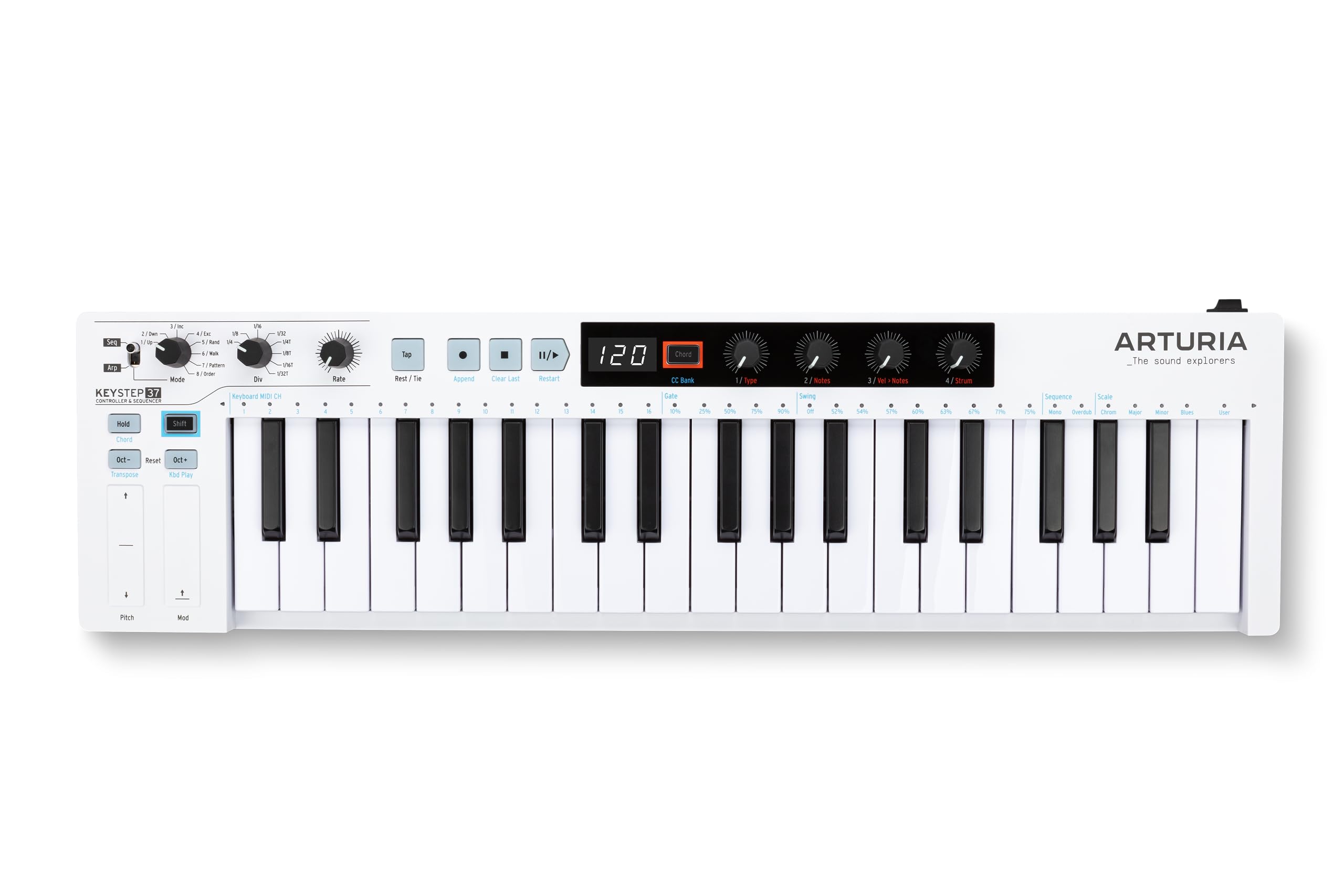 Arturia KeyStep 37 MIDI Keyboard Controller & Sequencer with USB, MIDI, CV Connectivity - Perfect for Music Production, Live Performance & Studio Recording