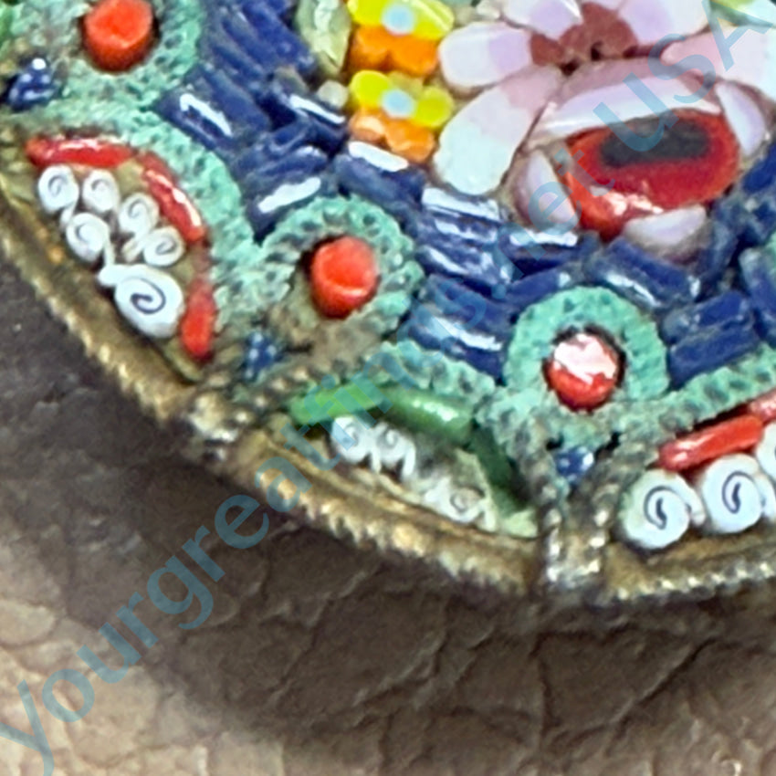 Vintage Italian Millifiore Micro Mosaic Brooch - Handcrafted Floral Glass Jewelry for Women - Perfect for Weddings, Parties & Special Occasions